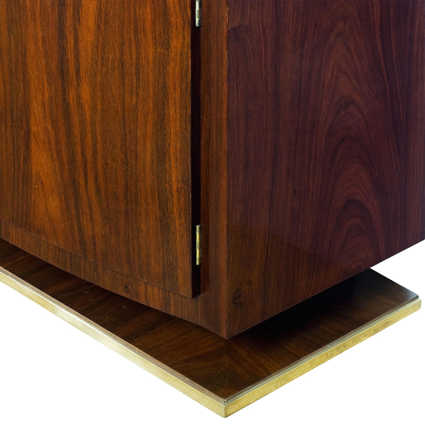 1930s Pair of Art Deco Two Blocks Cabinets, Mahogany, Etched Mirrors, Italy 5