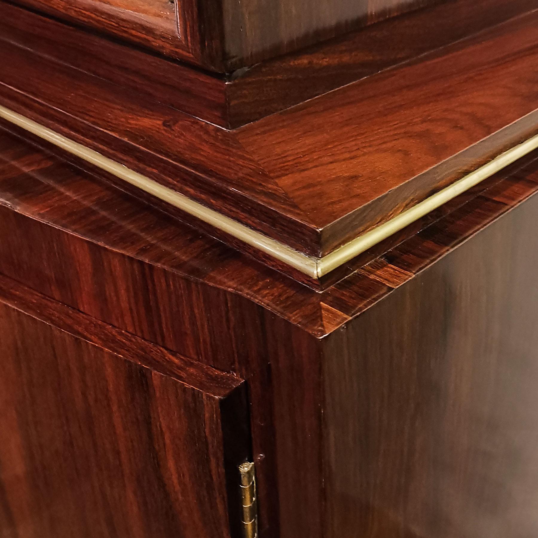 1930s Pair of Art Deco Two Blocks Cabinets, Mahogany, Etched Mirrors, Italy 6