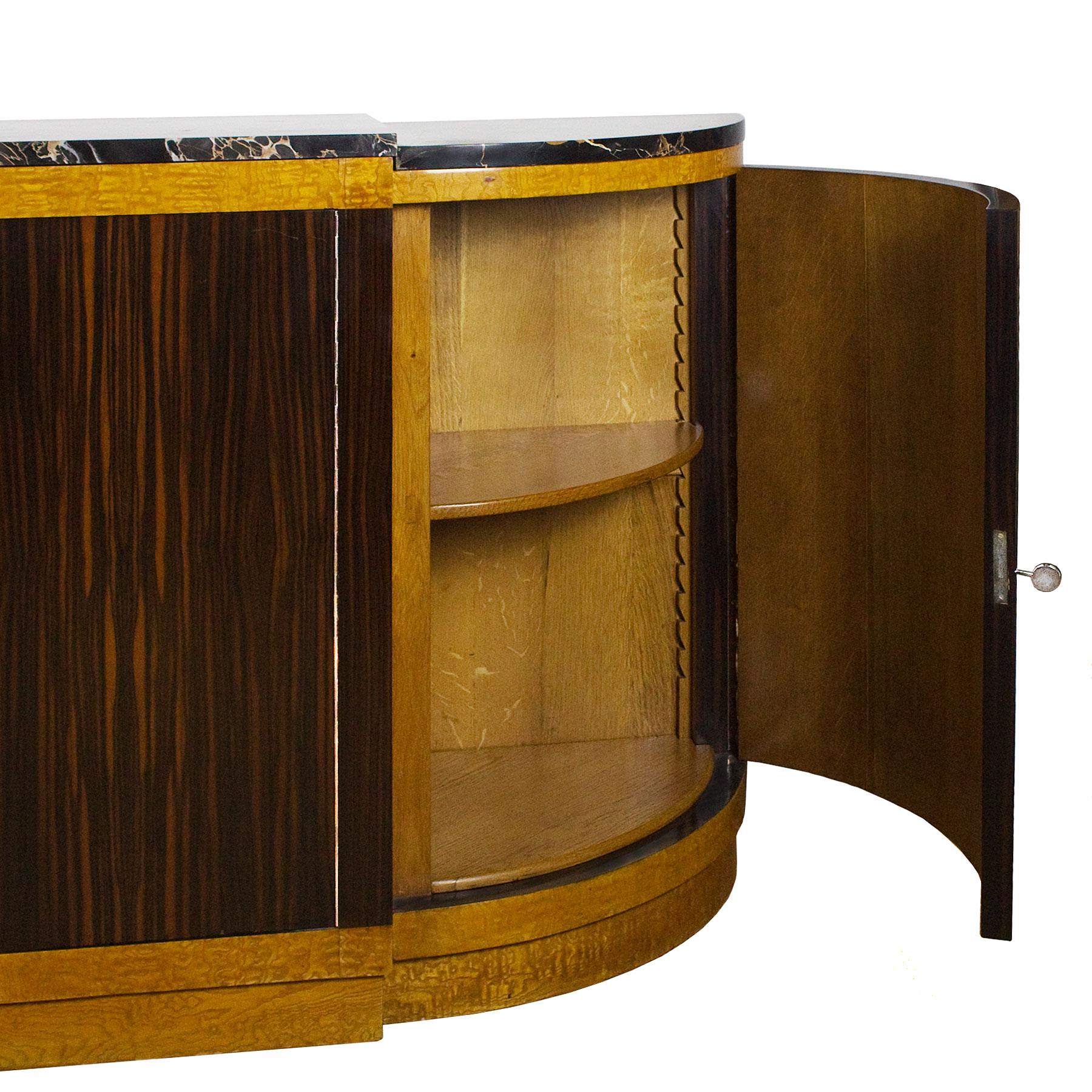 Rounded Art Deco Sideboard by Jean Fauré, Macassar Ebony - France, 1930s For Sale 5
