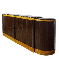 Rounded Art Deco Sideboard by Jean Fauré, Macassar Ebony - France, 1930s