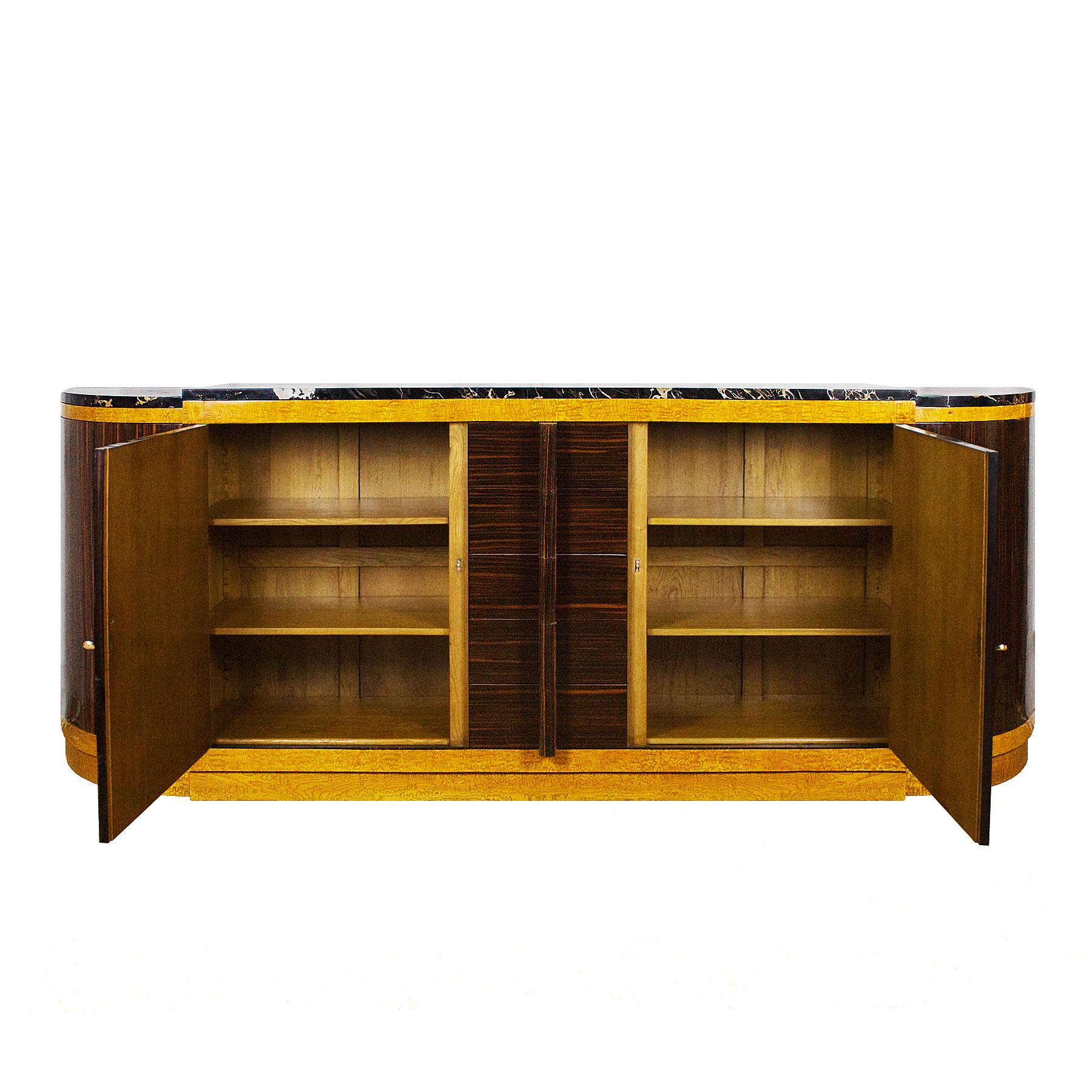 Mid-20th Century Rounded Art Deco Sideboard by Jean Fauré, Macassar Ebony - France, 1930s For Sale