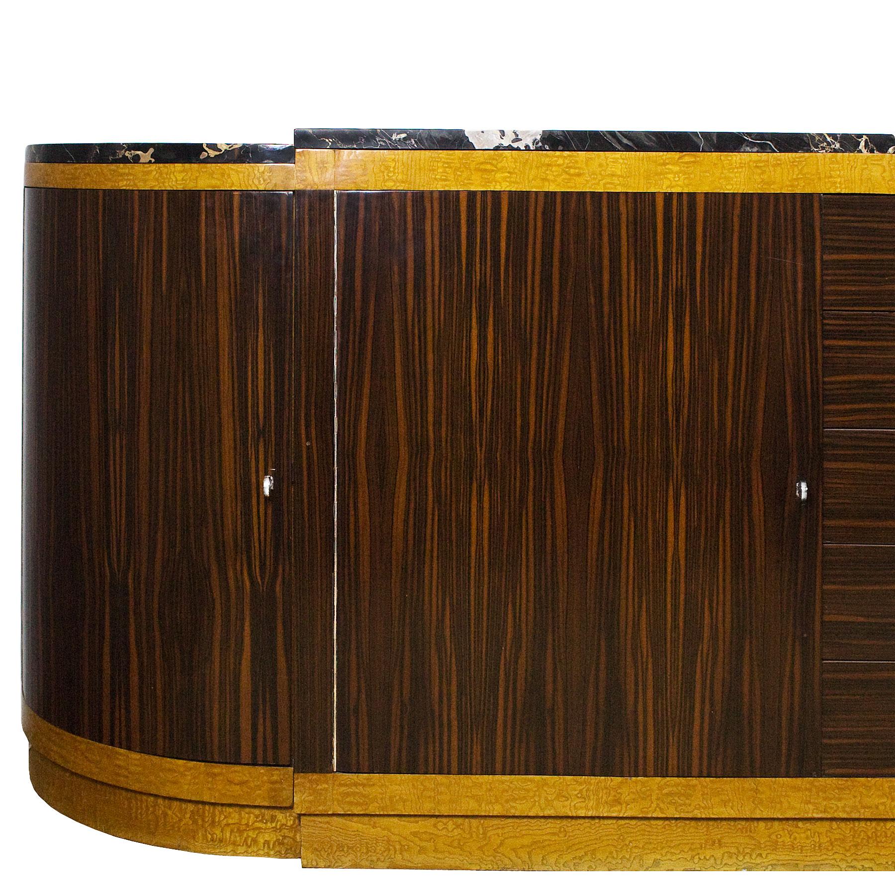 Rounded Art Deco Sideboard by Jean Fauré, Macassar Ebony - France, 1930s For Sale 1