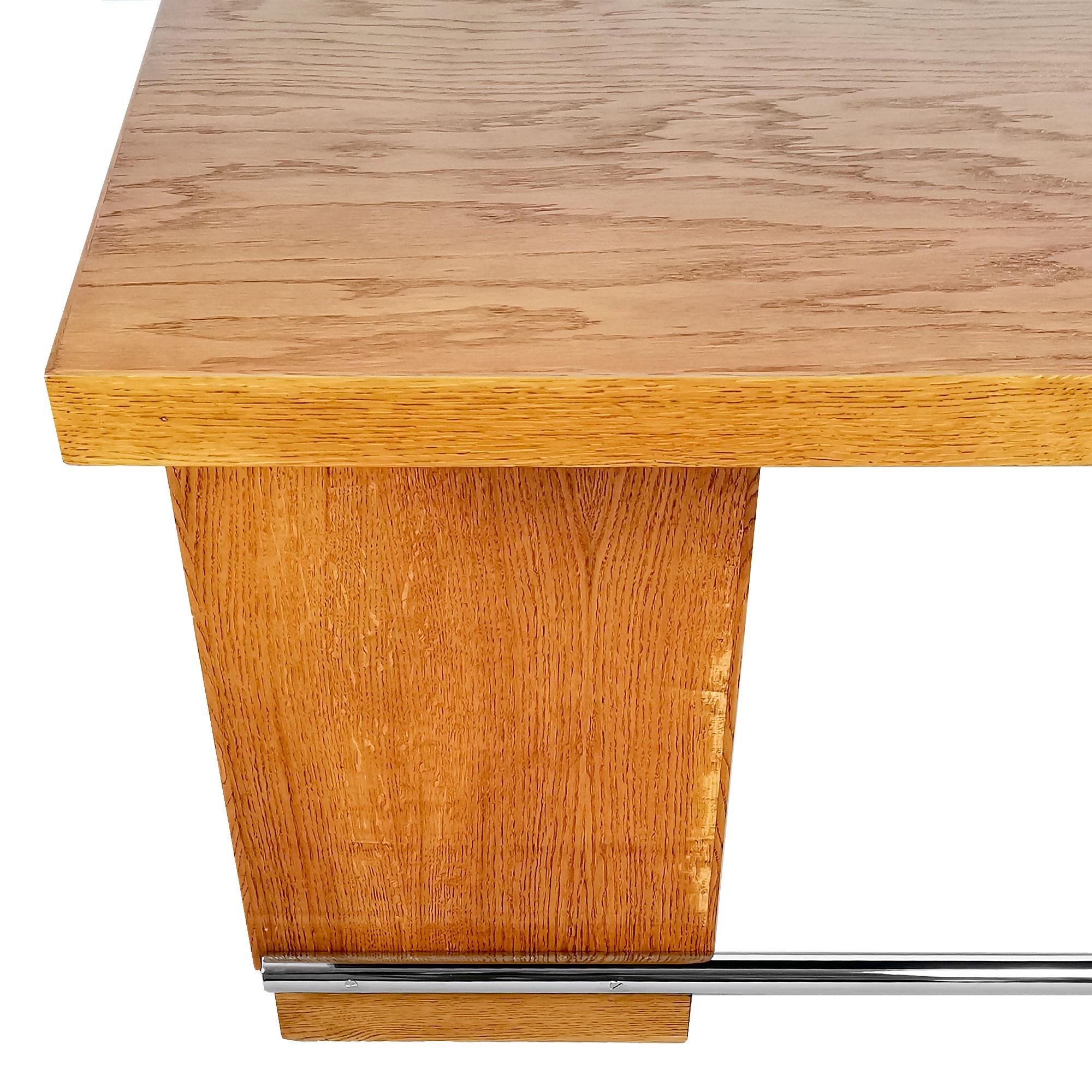 Small Art Deco Cubist Desk in Solid Oak The Style Francisque Chaleyssin- France For Sale 5