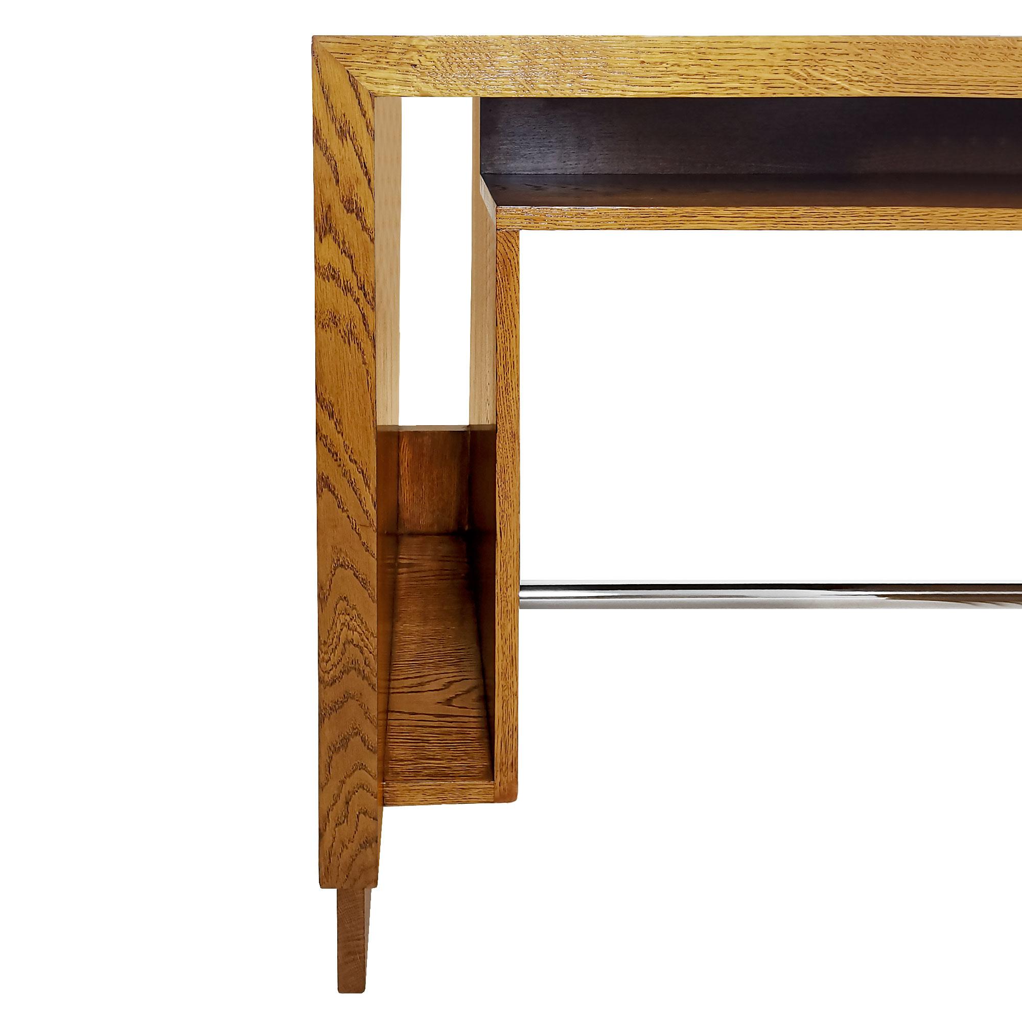 Small Art Deco Cubist Desk in Solid Oak The Style Francisque Chaleyssin- France For Sale 6
