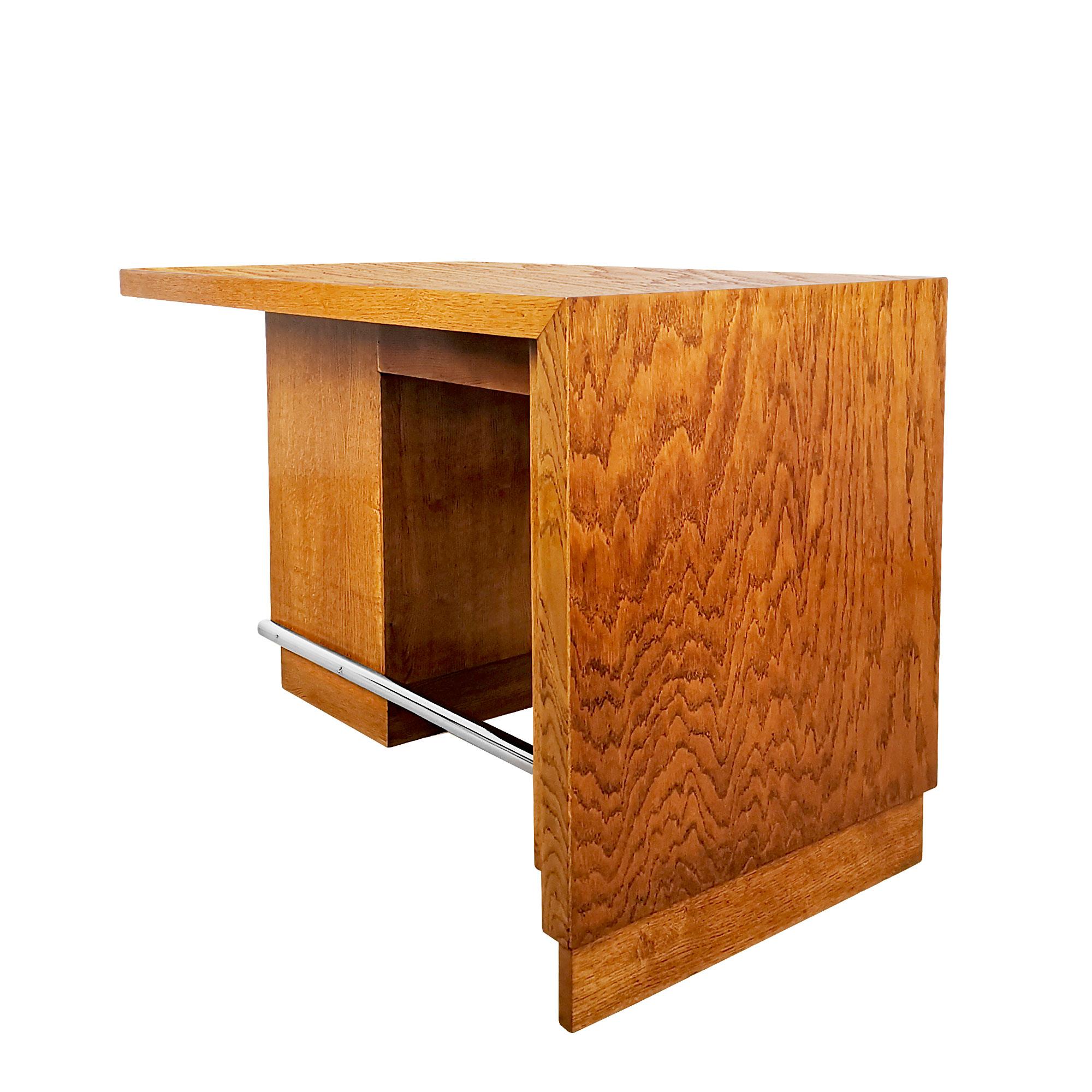 Mid-20th Century Small Art Deco Cubist Desk in Solid Oak The Style Francisque Chaleyssin- France For Sale
