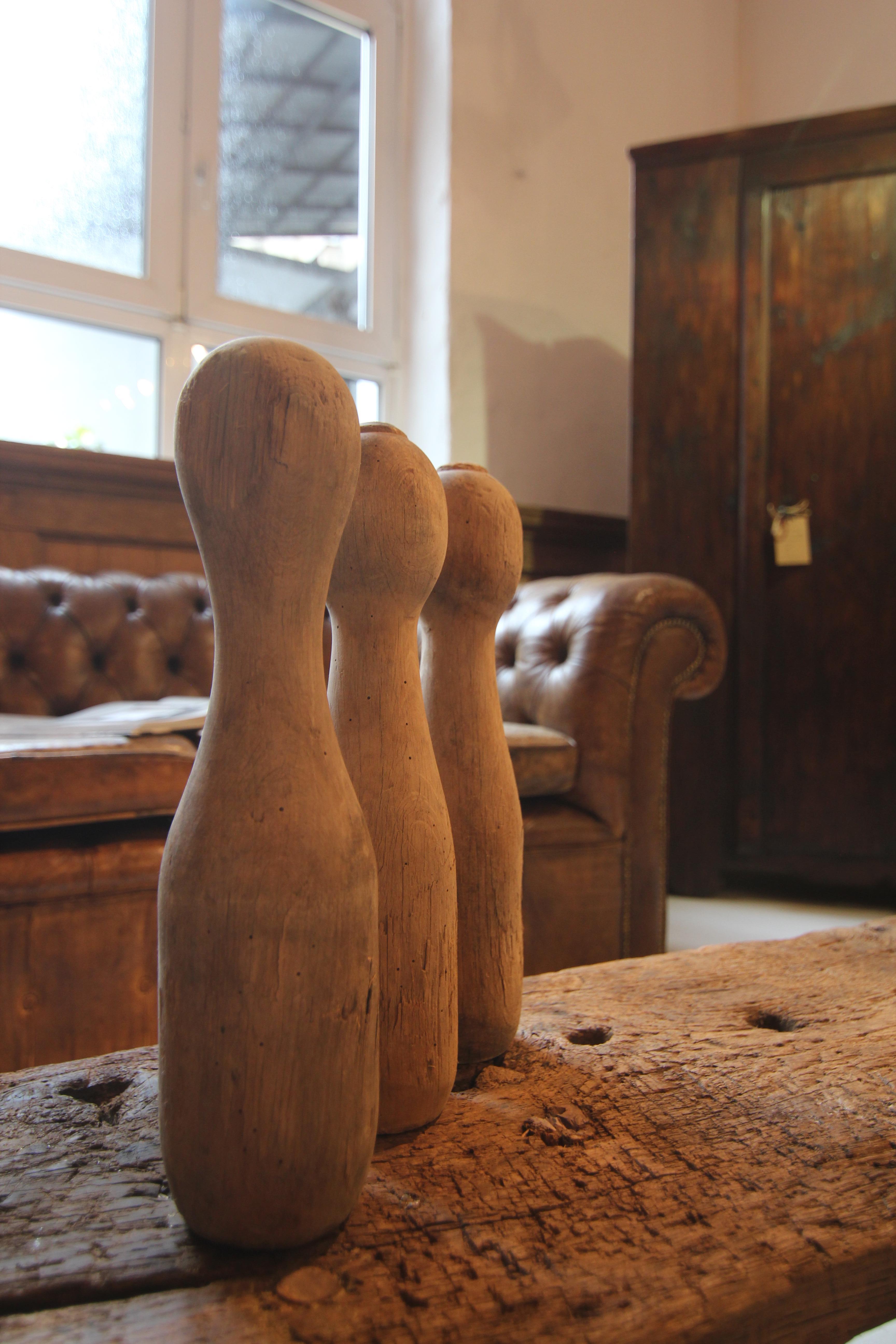 Perni da bowling in legno del 1930, set di 6 pezzi in vendita 4