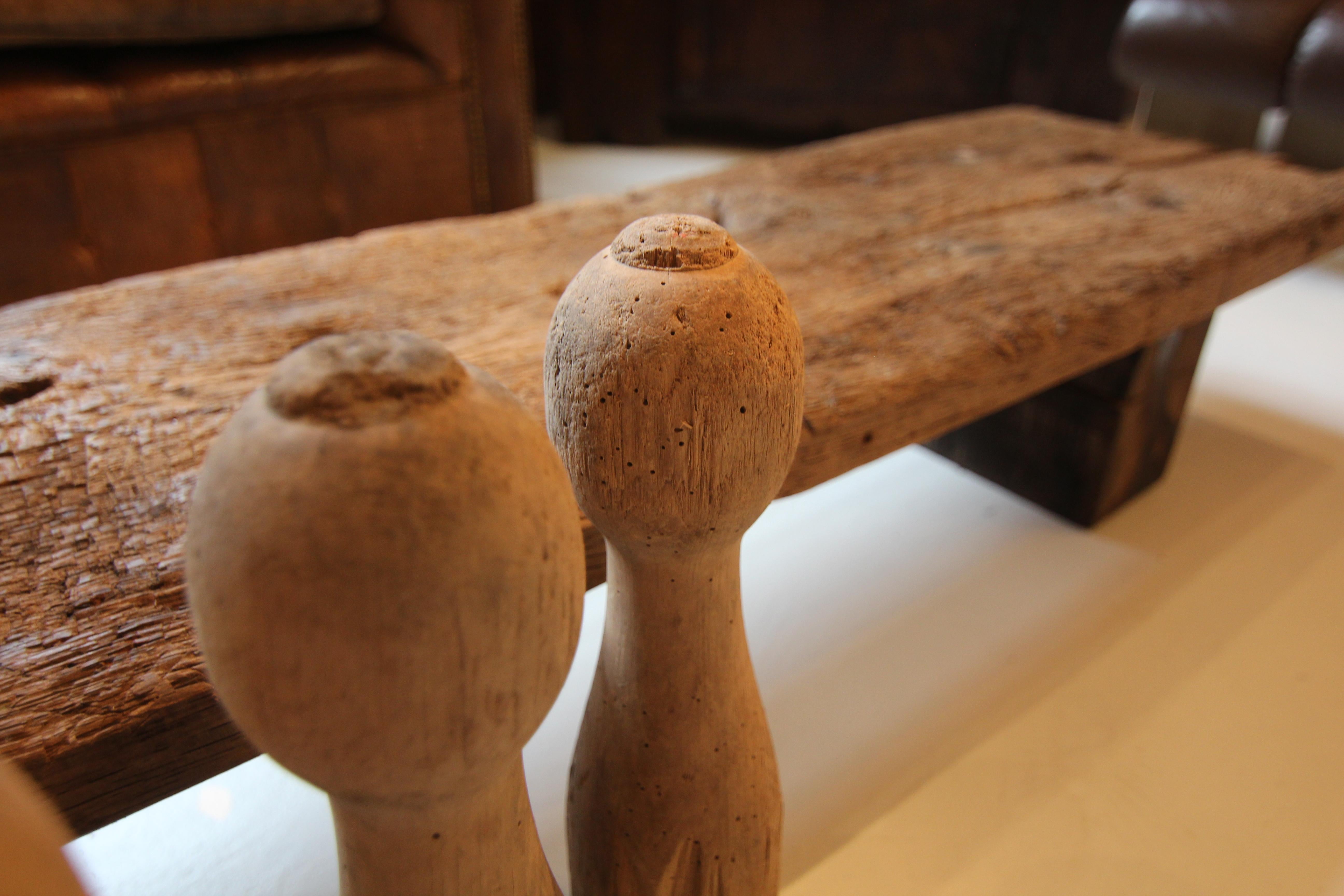 Perni da bowling in legno del 1930, set di 6 pezzi in vendita 5