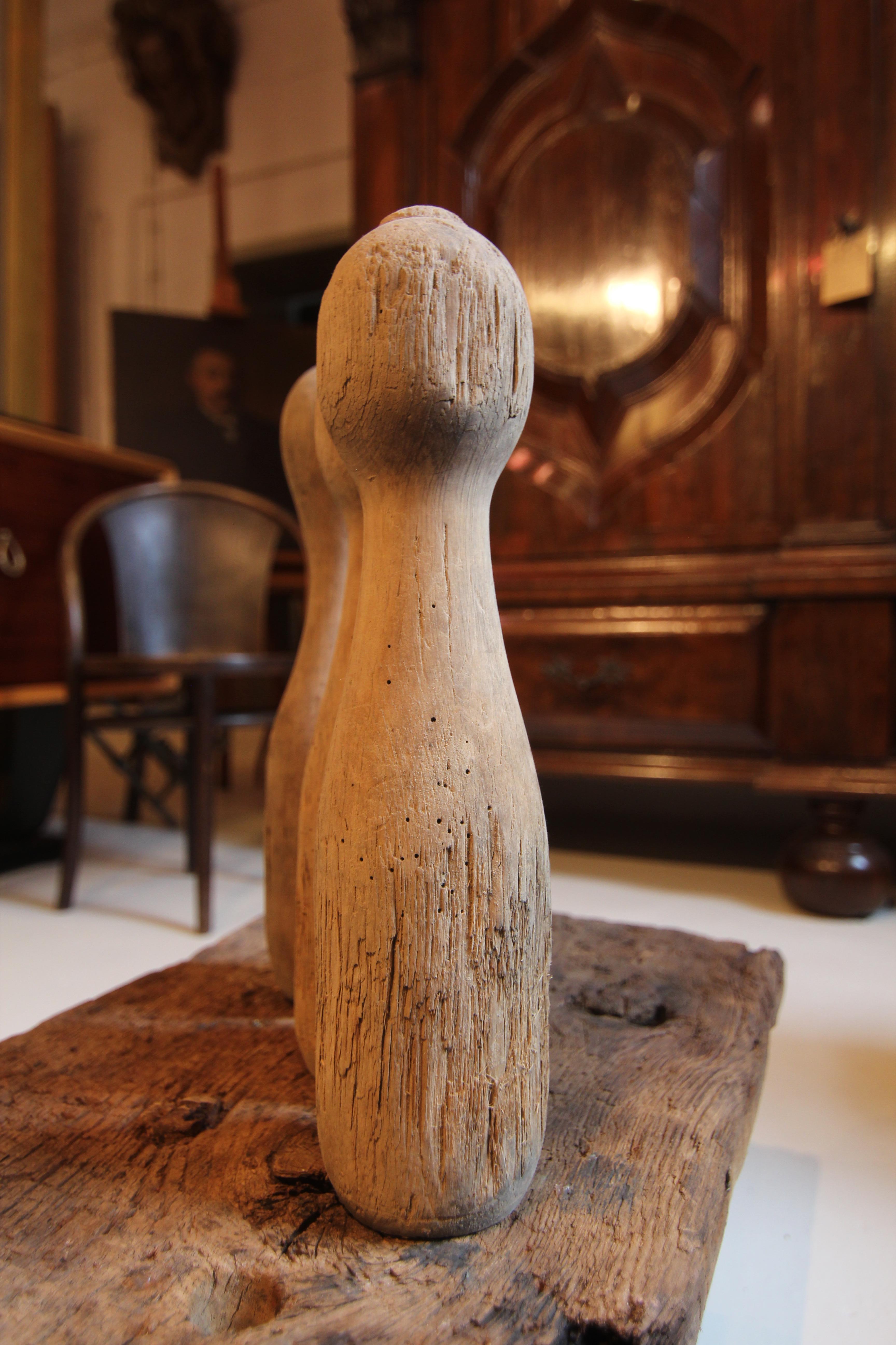 Perni da bowling in legno del 1930, set di 6 pezzi in vendita 9