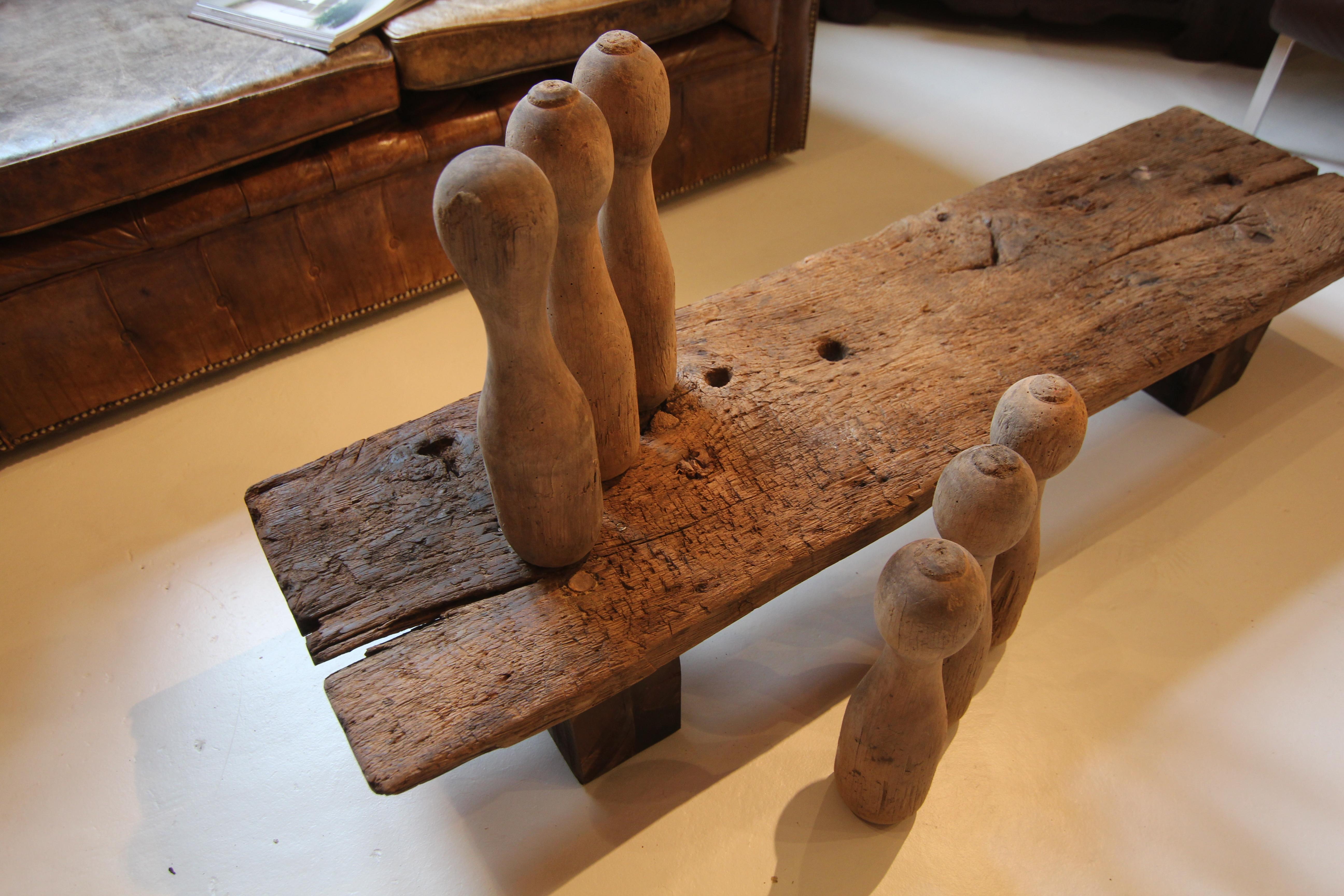 Perni da bowling in legno del 1930, set di 6 pezzi in vendita 11