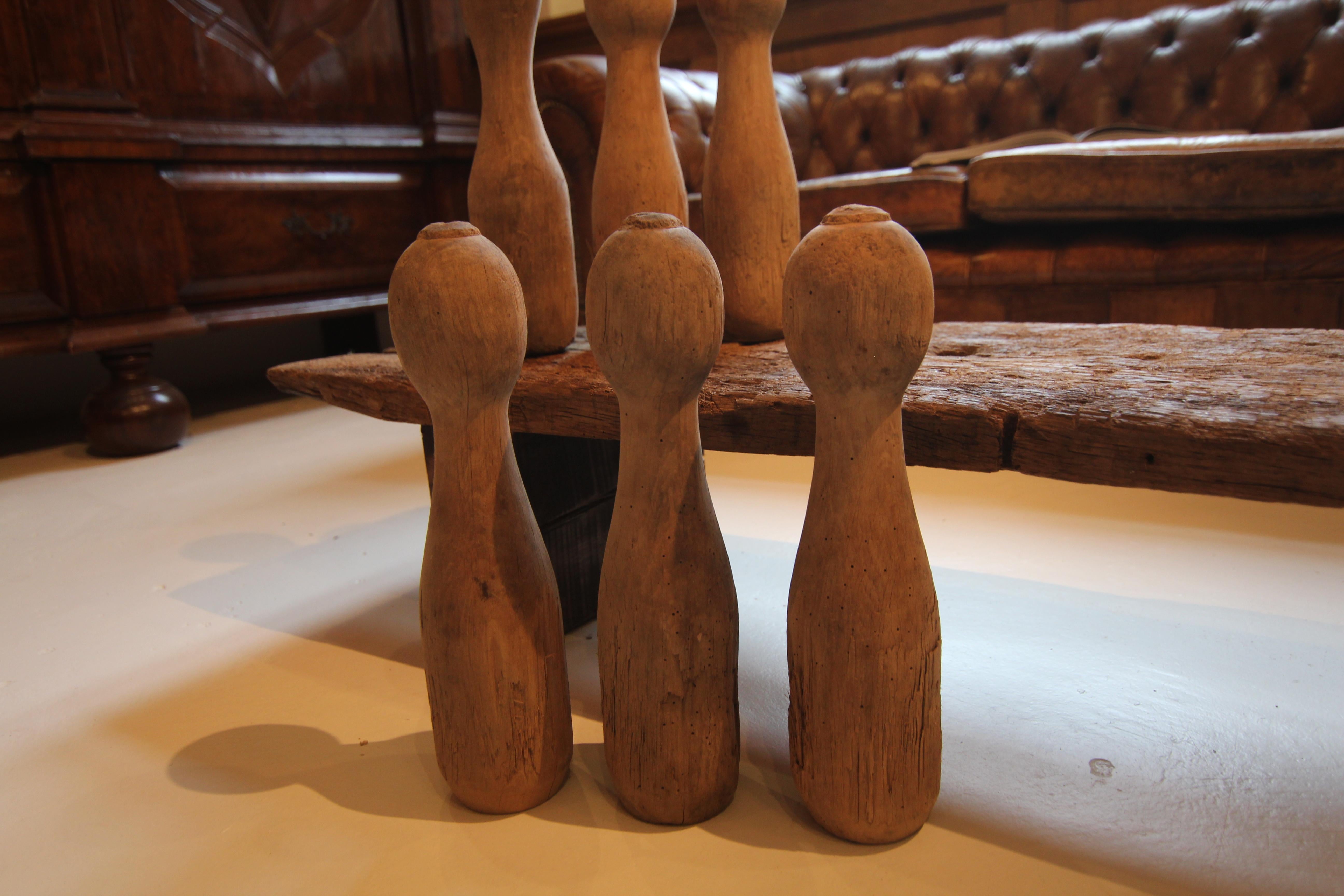 Perni da bowling in legno del 1930, set di 6 pezzi in vendita 1