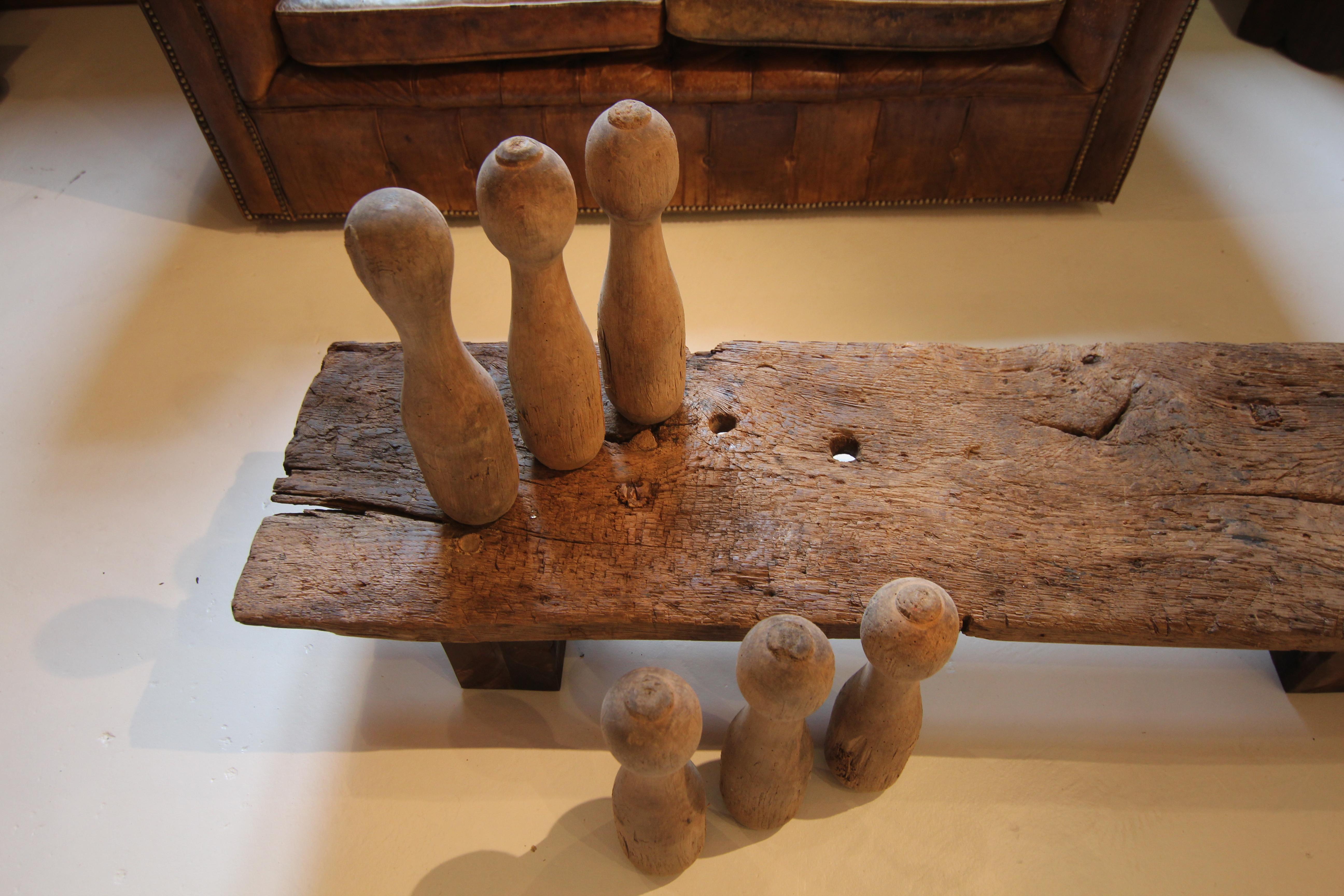 Perni da bowling in legno del 1930, set di 6 pezzi in vendita 2