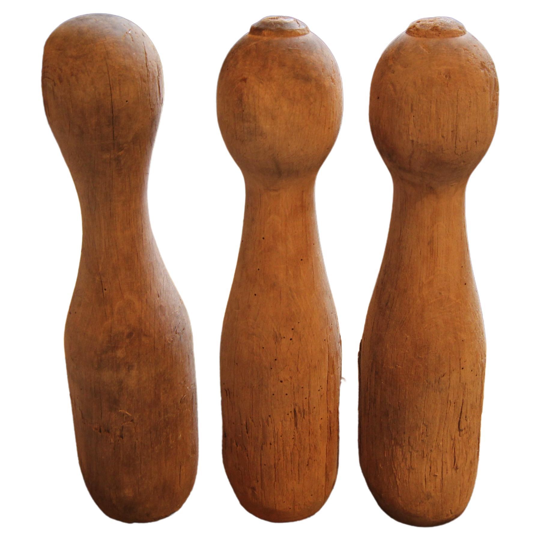 Perni da bowling in legno del 1930, set di 6 pezzi