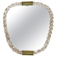 1930 Seguso Art Deco Twister rosa Murano Glas Wandspiegel