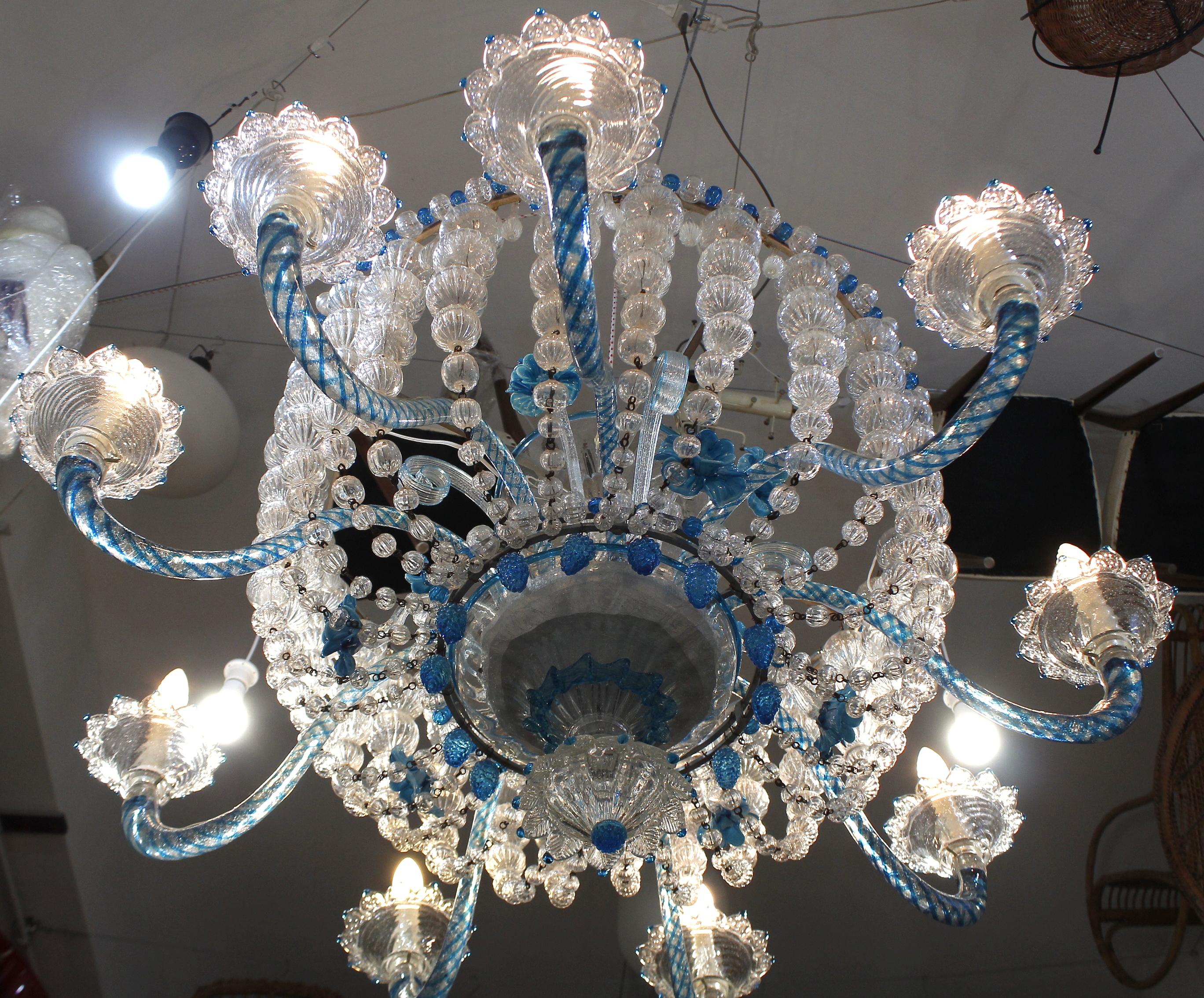 1930 Seguso Murano Glass Ceiling Lamp For Sale 14