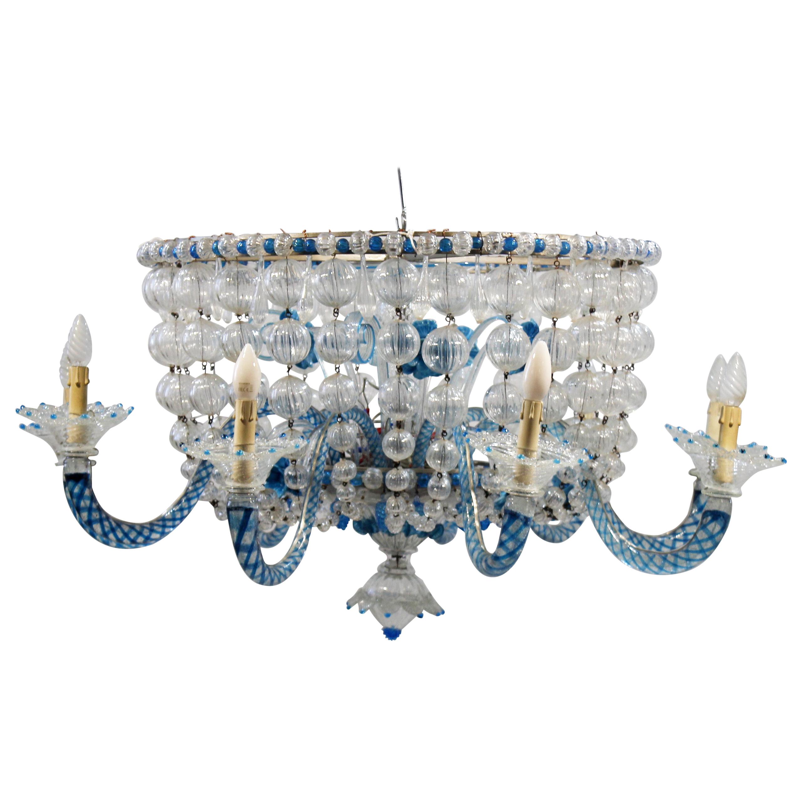 1930 Seguso Murano Glass Ceiling Lamp For Sale