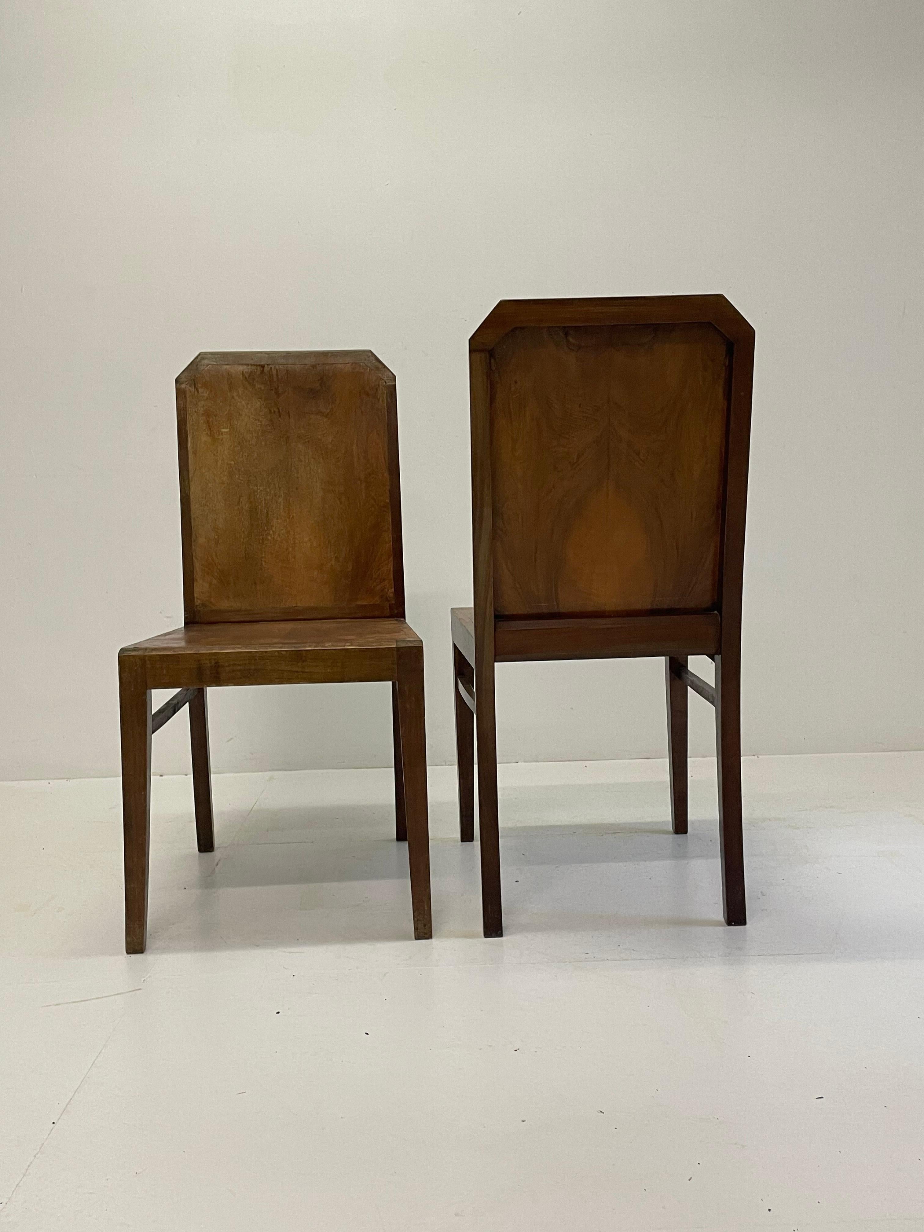 Marquetry 1930. Set 2 chairs by Rudolf Steiner