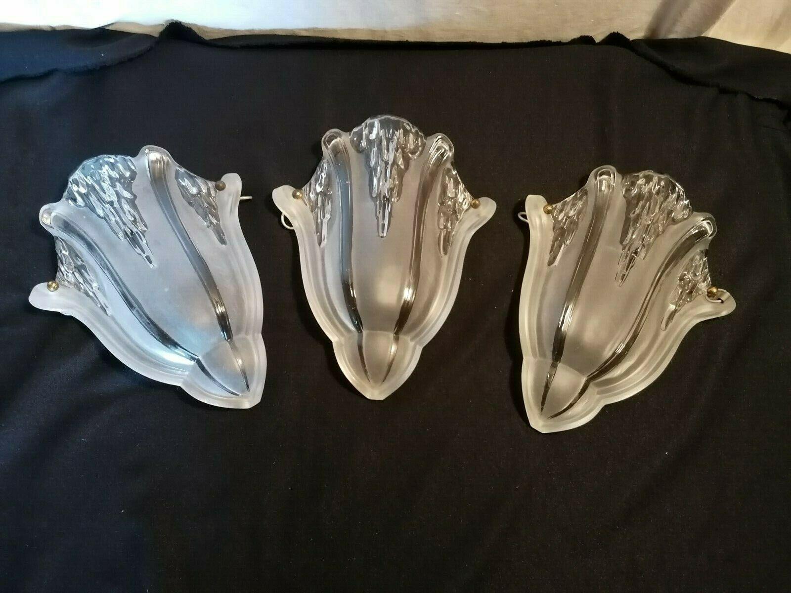 Spectacular Set of  3 Signed Ezan Wall Sconce Shades. These are 