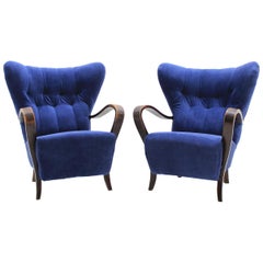 1930 Set of Two Unique Wing Chairs, Czechoslovakia