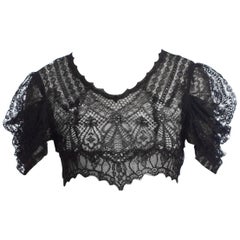 Vintage 1930 Sheer Black Lace Crop Top