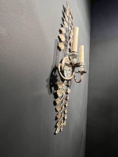 1930 Silver Leaf Art Nouveau French Sconces