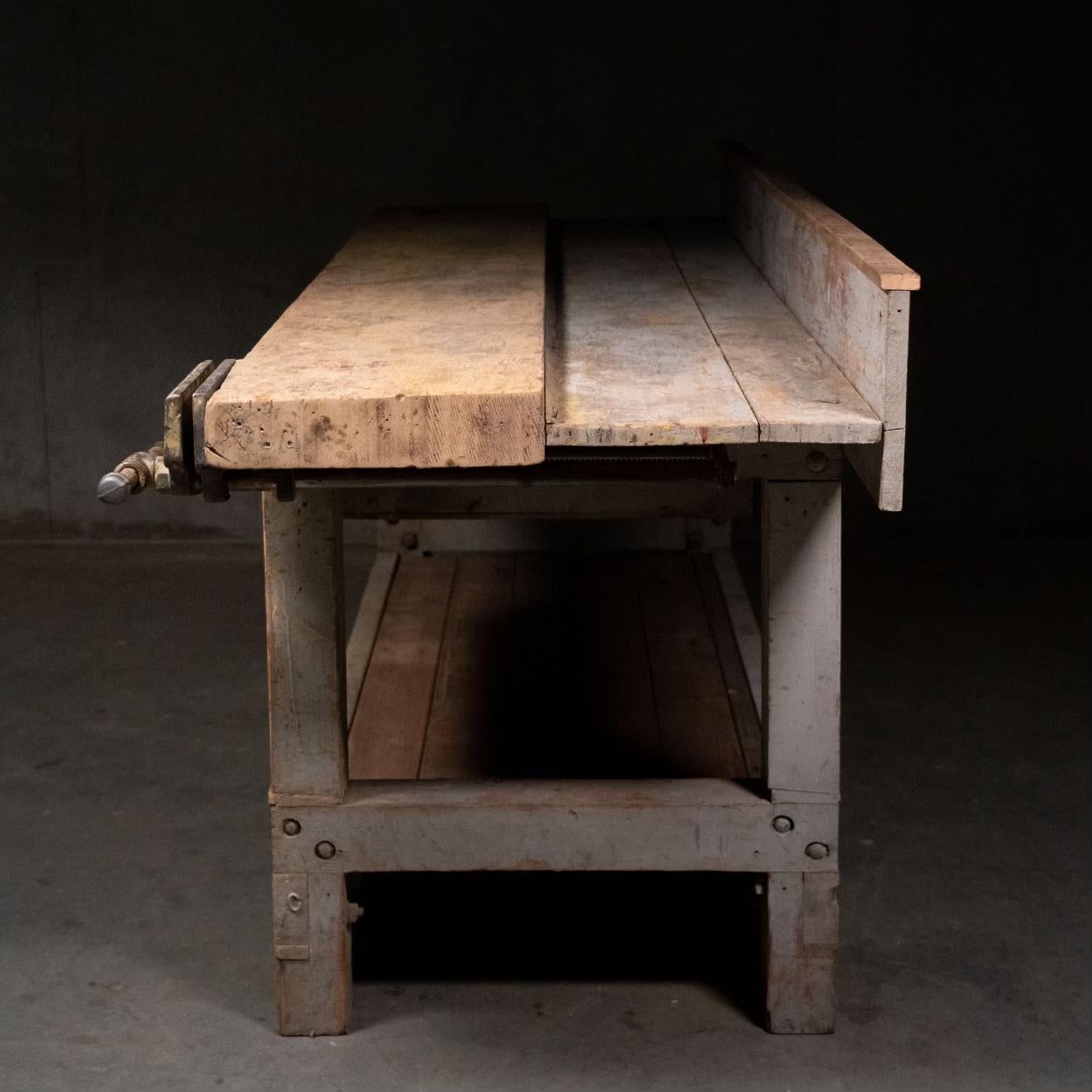 1930 Solid Carpenter Industrial Work Bench  In Good Condition In Surrey, BC