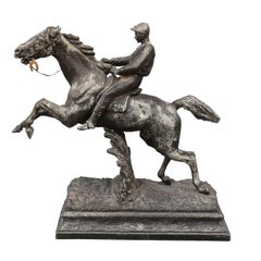 Vintage 1930 Spelter Sculpture Jockey and His Horse