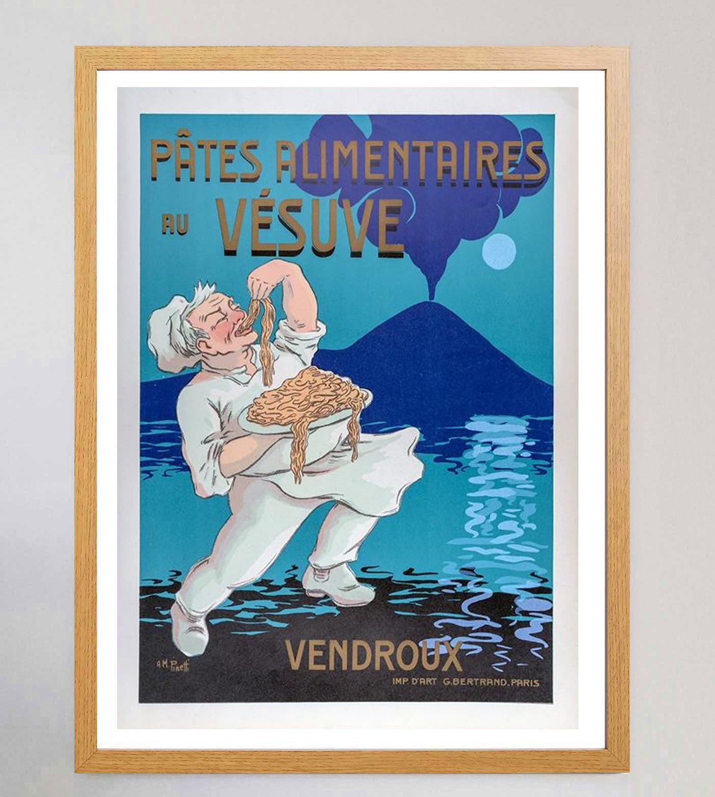 Italian 1930 Vendroux - Pasta Vesuvius Original Vintage Poster For Sale