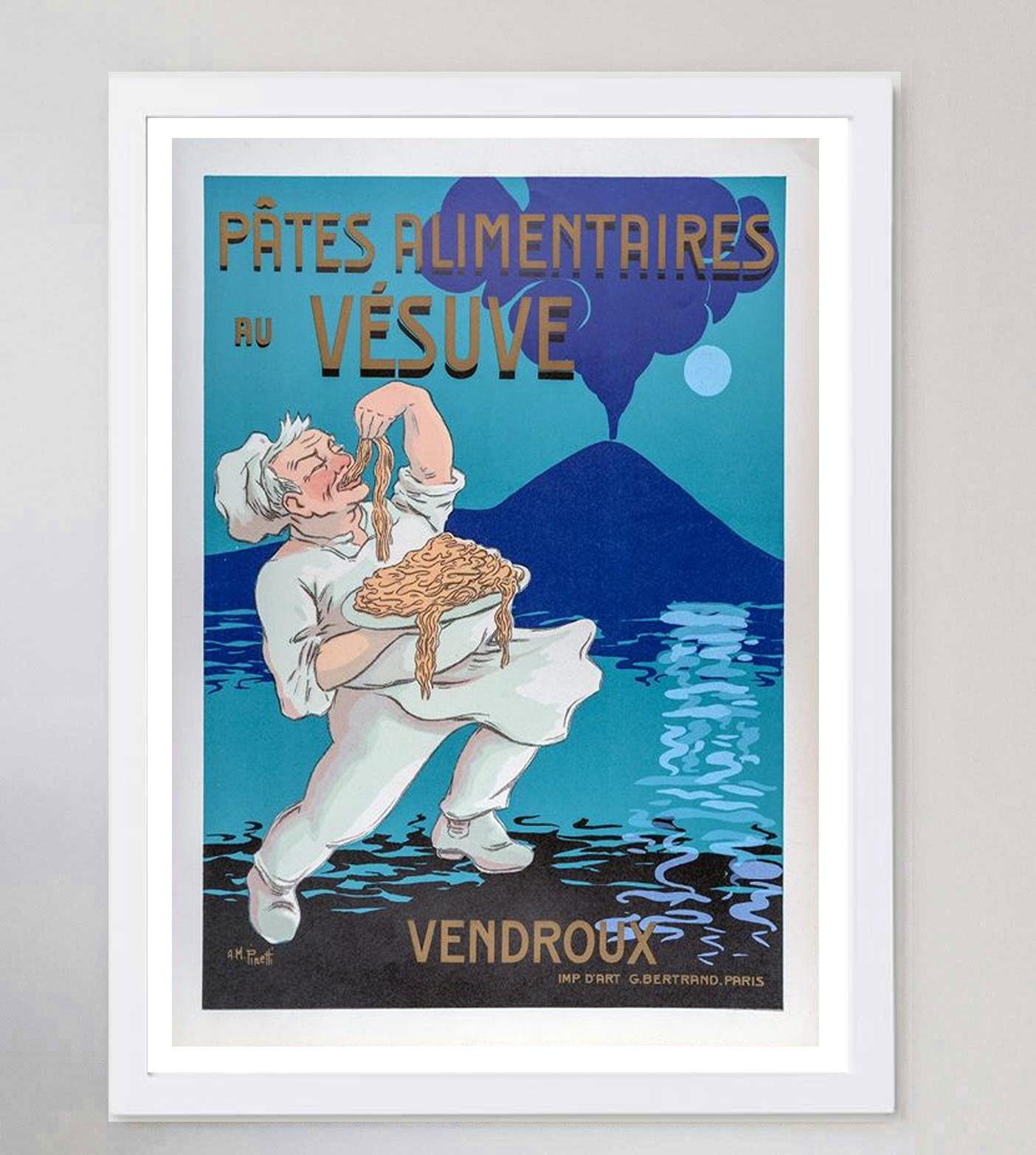 1930 Vendroux - Pasta Vesuvius Original Vintage Poster In Good Condition For Sale In Winchester, GB