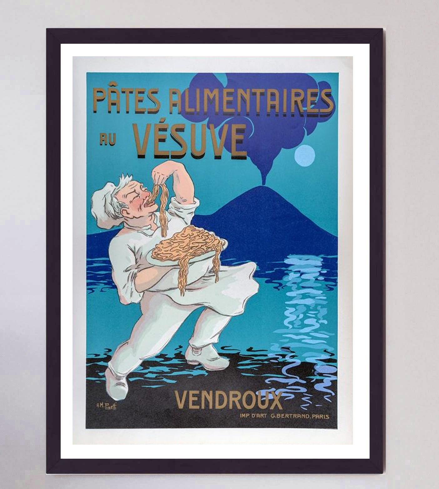 Milieu du XXe siècle Affiche vintage originale de Vendroux - Pasta Vesuvius, 1930 en vente