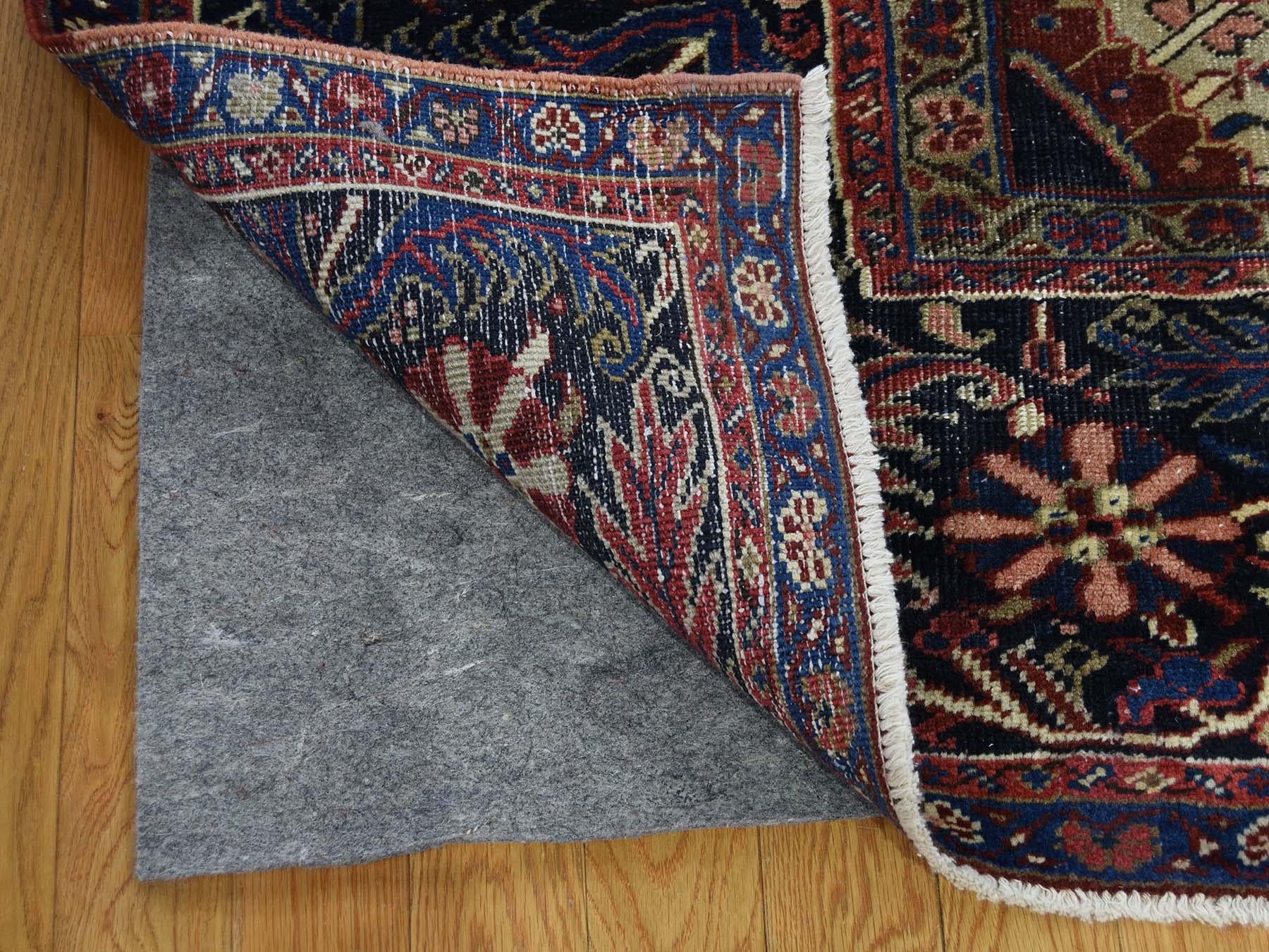 1930 Vintage Hand Knotted Persian Heriz Rug, Denser Weave In Good Condition In Carlstadt, NJ