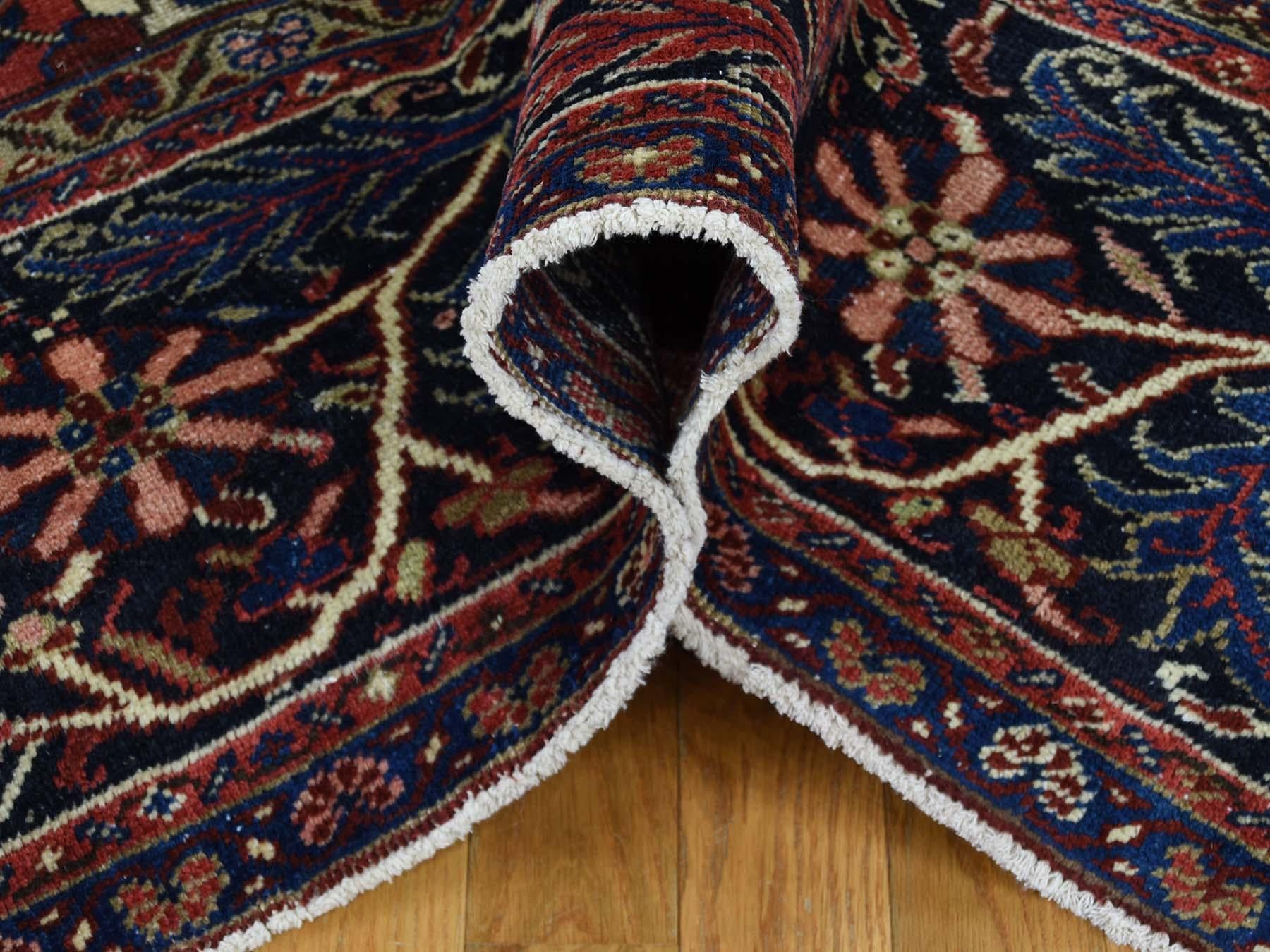 Wool 1930 Vintage Hand Knotted Persian Heriz Rug, Denser Weave