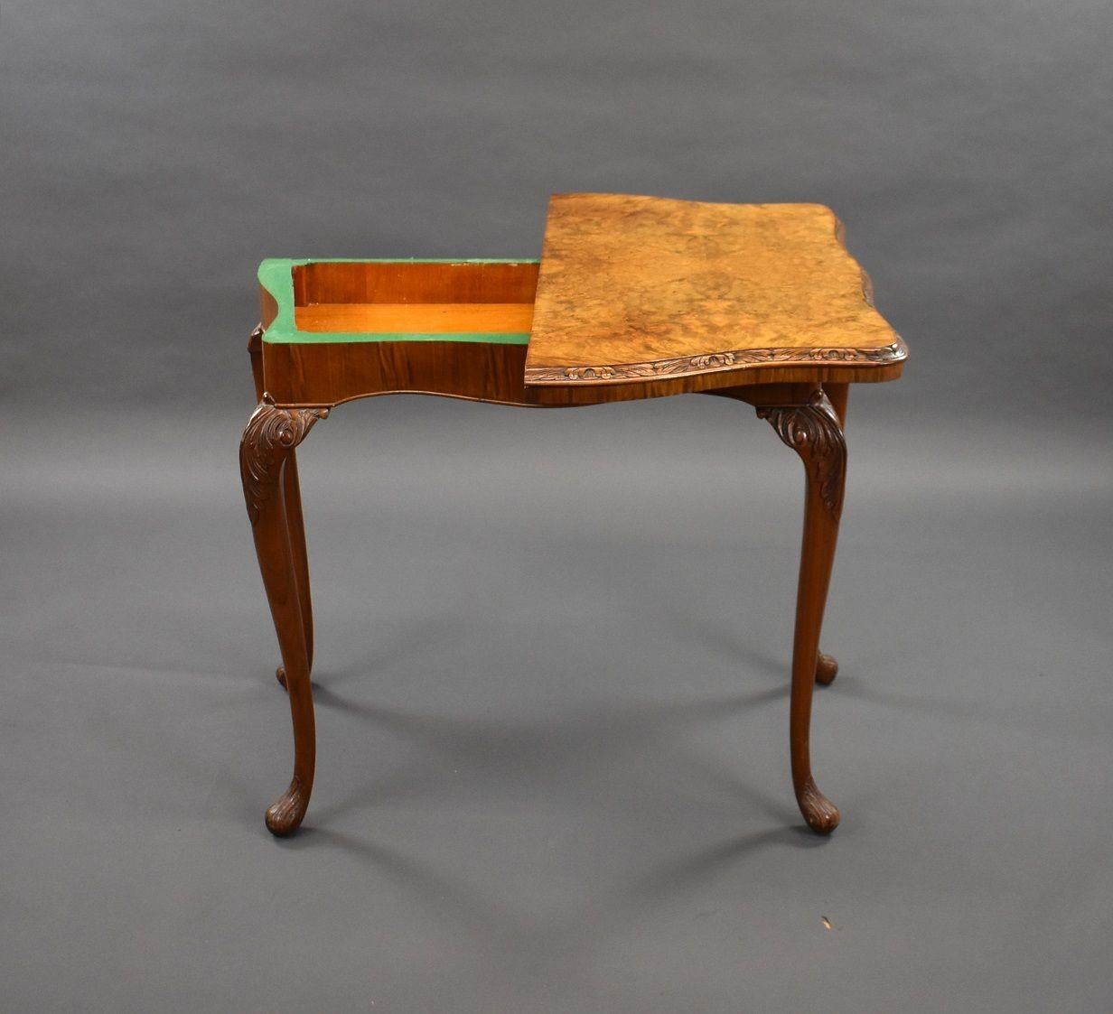 Mid-20th Century 1930 Walnut Card Table