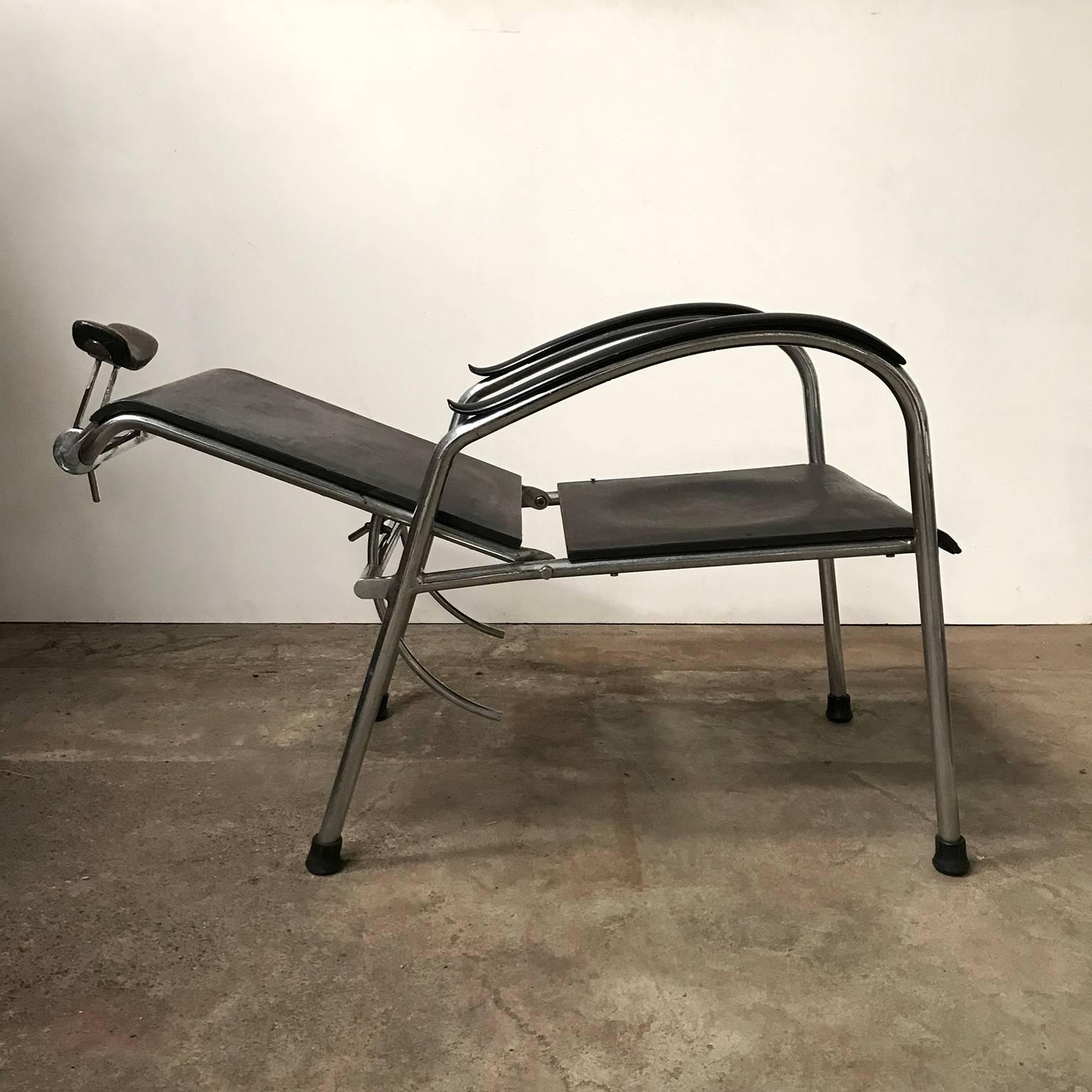 Metal 1930, W.H. Gispen for Gispen, Unique Barber or Optician Chair, Museum Piece   For Sale