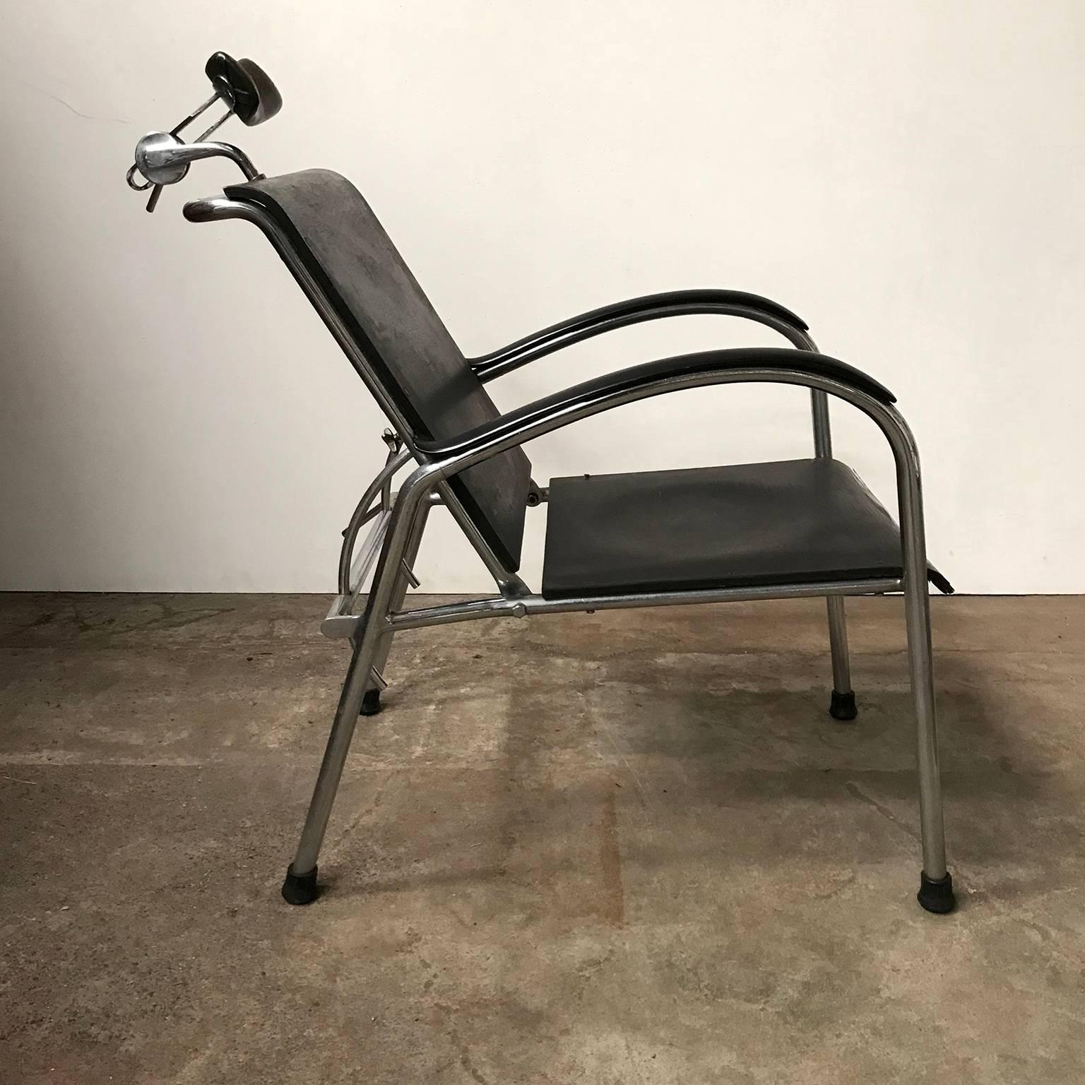 1930, W.H. Gispen for Gispen, Unique Barber or Optician Chair, Museum Piece   For Sale 1