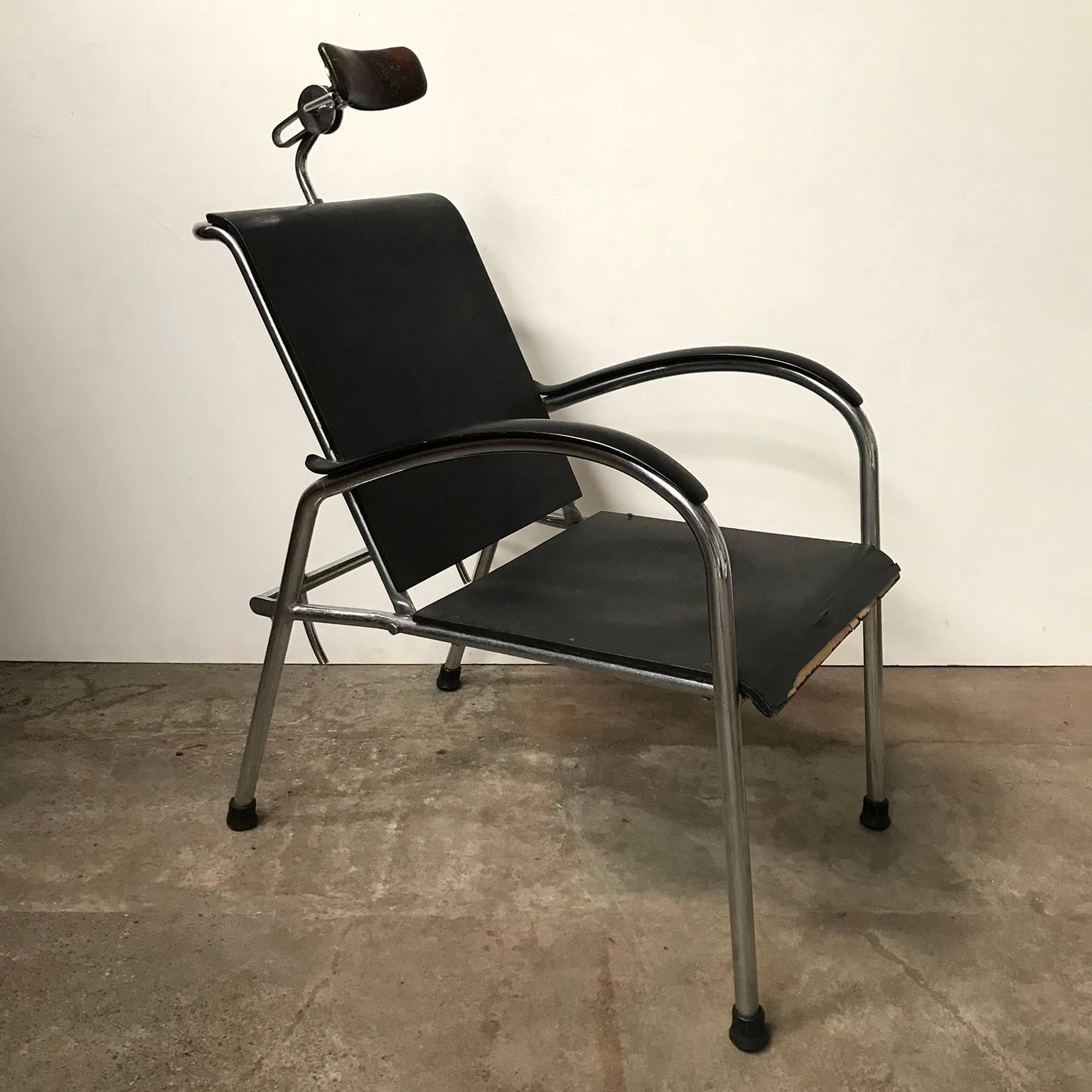 Industrial 1930, W.H. Gispen for Gispen, Unique Barber or Optician Chair, Museum Piece   For Sale