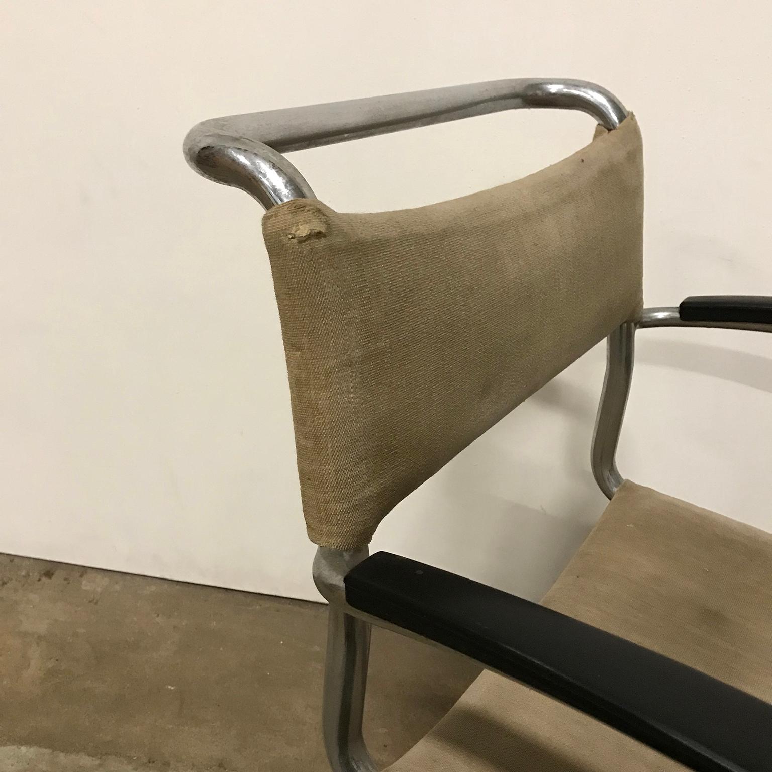 1930, W.H. Gispen, Original Very Early 204 Chair with Horse Hair Filling For Sale 7