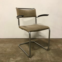 1930, W.H. Gispen, Original Very Early 204 Chair with Horse Hair Filling