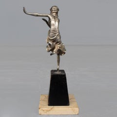 1930 Young Dancer Art Deco in Silvered Bronze
