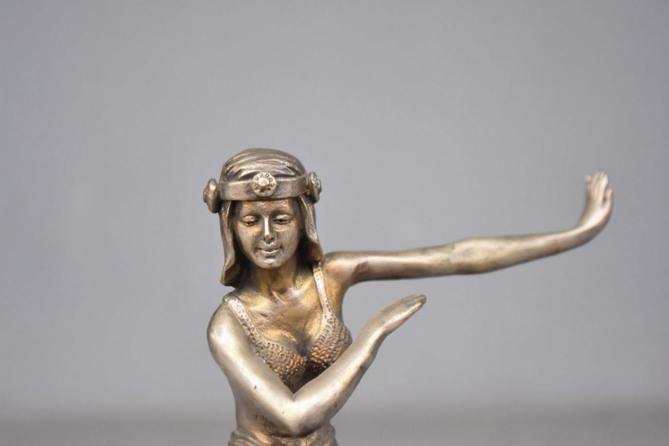 Cast 1930 Young Dancer Art Deco in Silvered Bronze