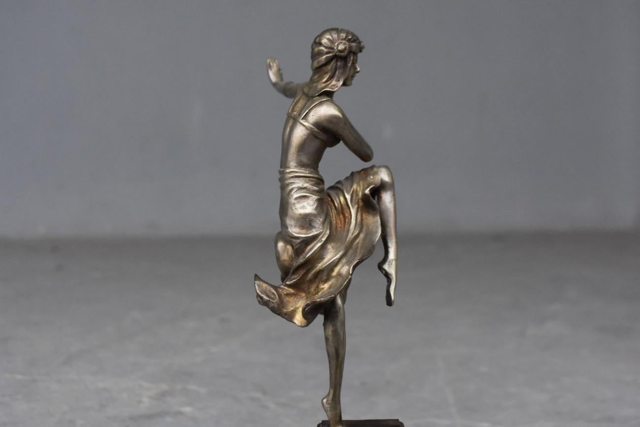 Mid-20th Century 1930 Young Dancer Art Deco in Silvered Bronze