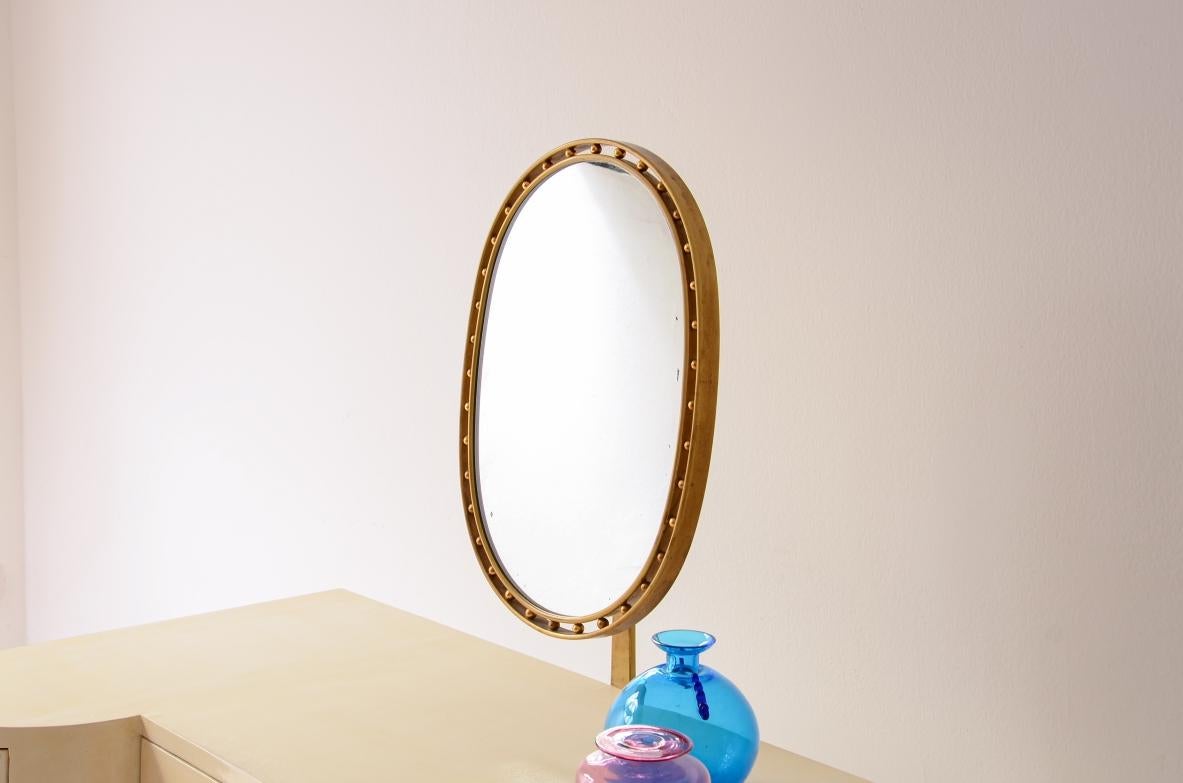 20th Century 1930Elegant lacquered wood dressing table/console with tilting brass mirror