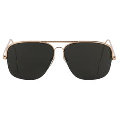 Vintage 1930's "0257" Gold Black Rounded Coil Aviator Sunglasses Steampunk France
