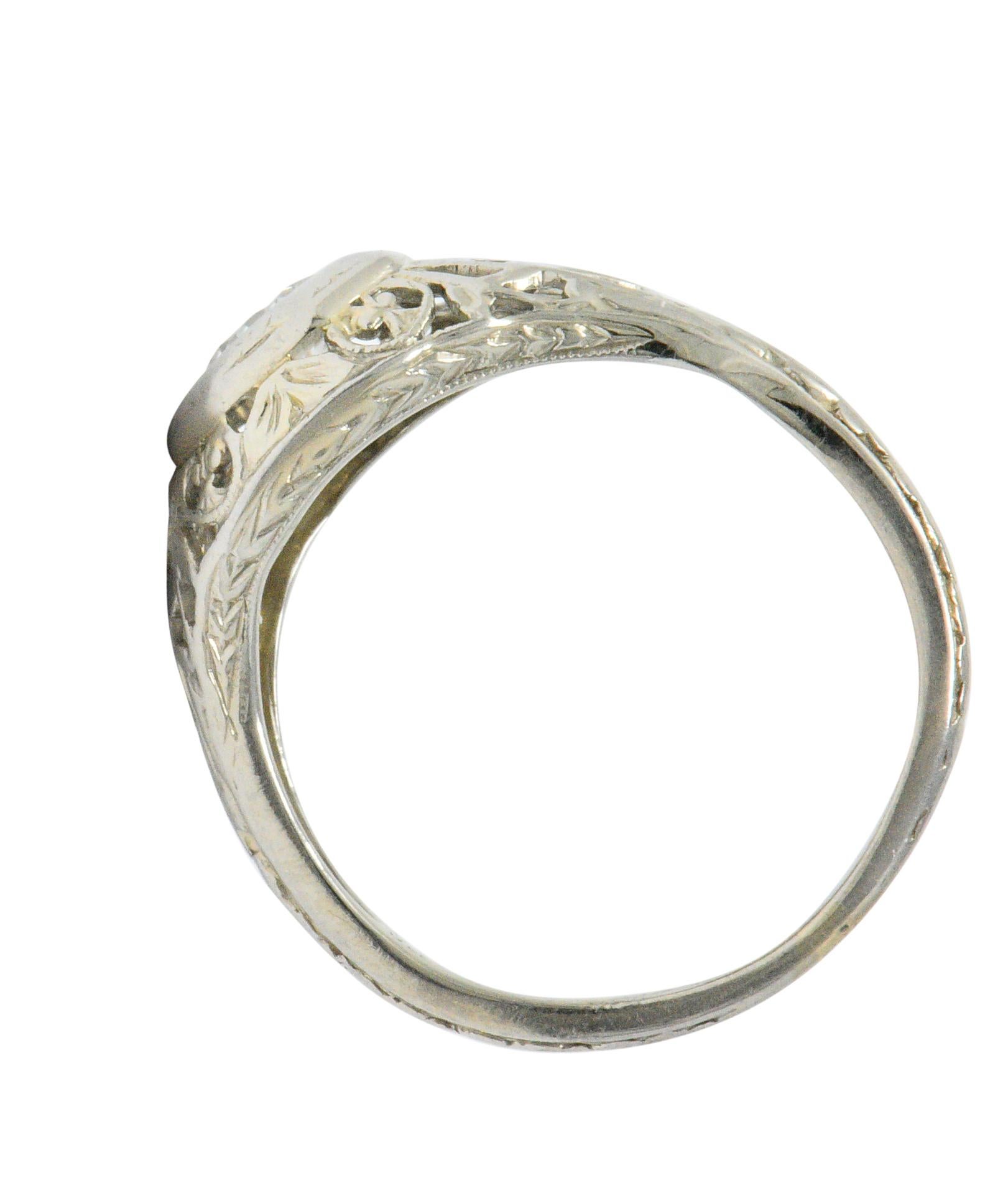 1930s 0.33 Carat Diamond 18 Karat White Gold Art Deco Engagement Ring 1