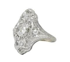 1930s 0.35 Carat Diamond Platinum Art Deco Dinner Ring