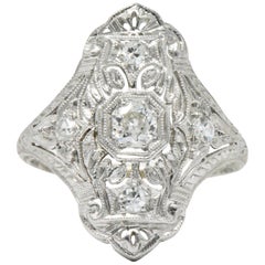 1930s 0.35 Carat Diamond Platinum Art Deco Dinner Ring