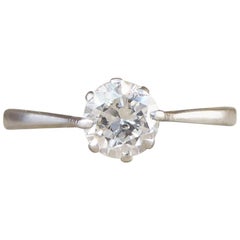 1930s 0.45 Carat Diamond Solitaire Engagement Ring in 18 Carat Gold and Platinum