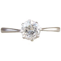 1930s 0.45 Carat Diamond Solitaire Ring in 18 Carat White Gold and Platinum