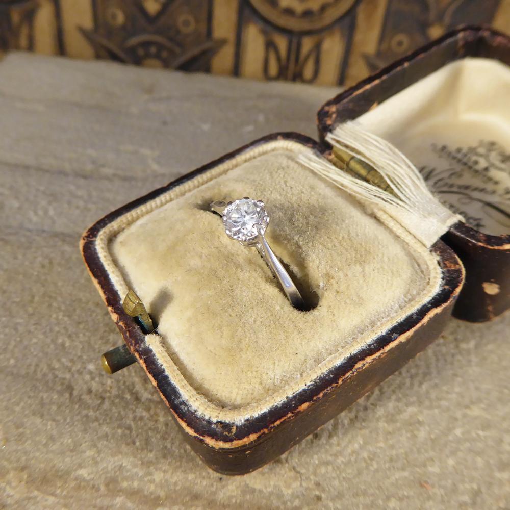 1930s 0.45 Carat Diamond Solitaire Ring in 18 Carat White Gold and Platinum 1