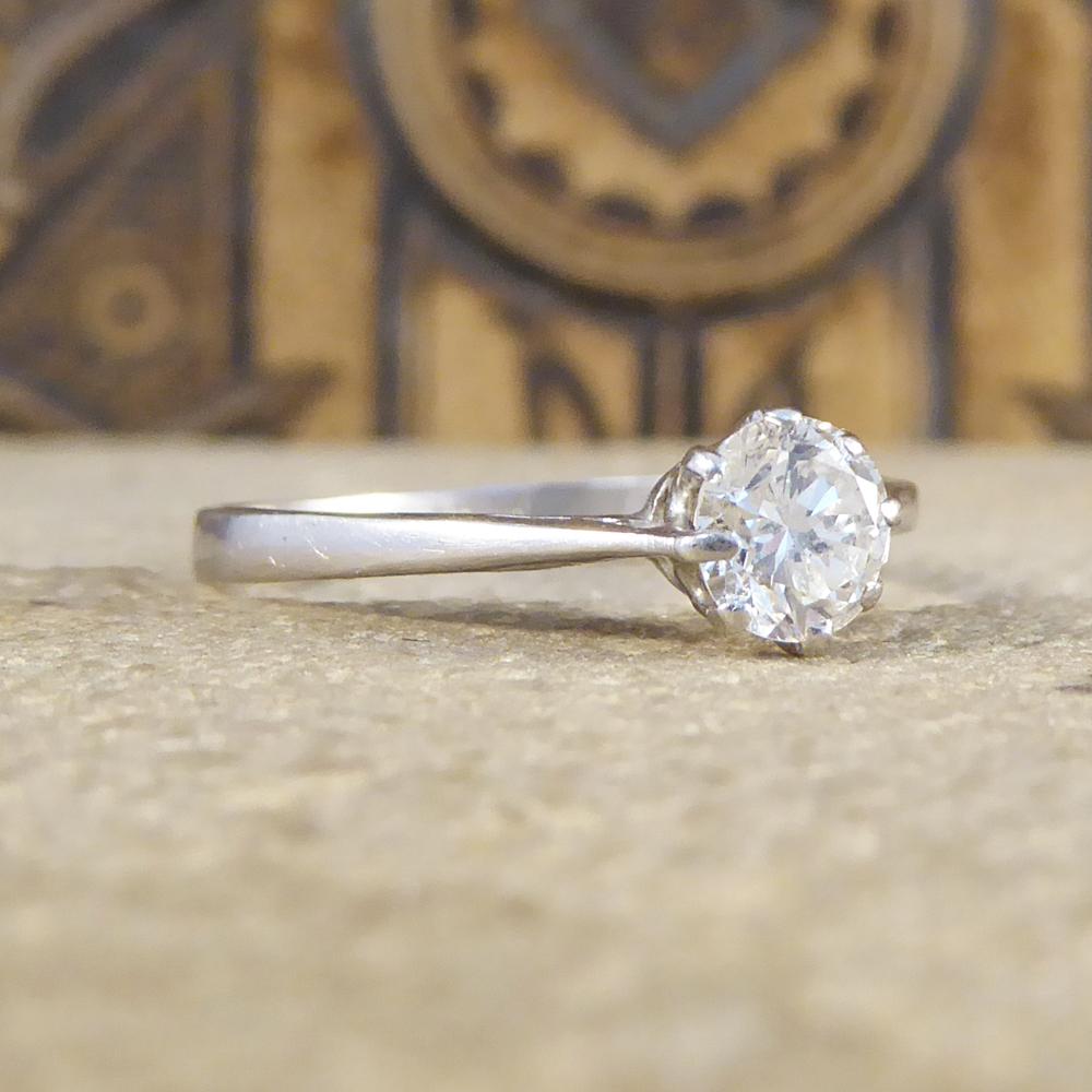 You can't go wrong with a classic Diamond solitaire engagement ring. This pretty engagement ring was created in the Art Deco era with a 0.45ct European Cut Diamond in an eight claw setting. The Diamond is very bright in colour and has a grading of I