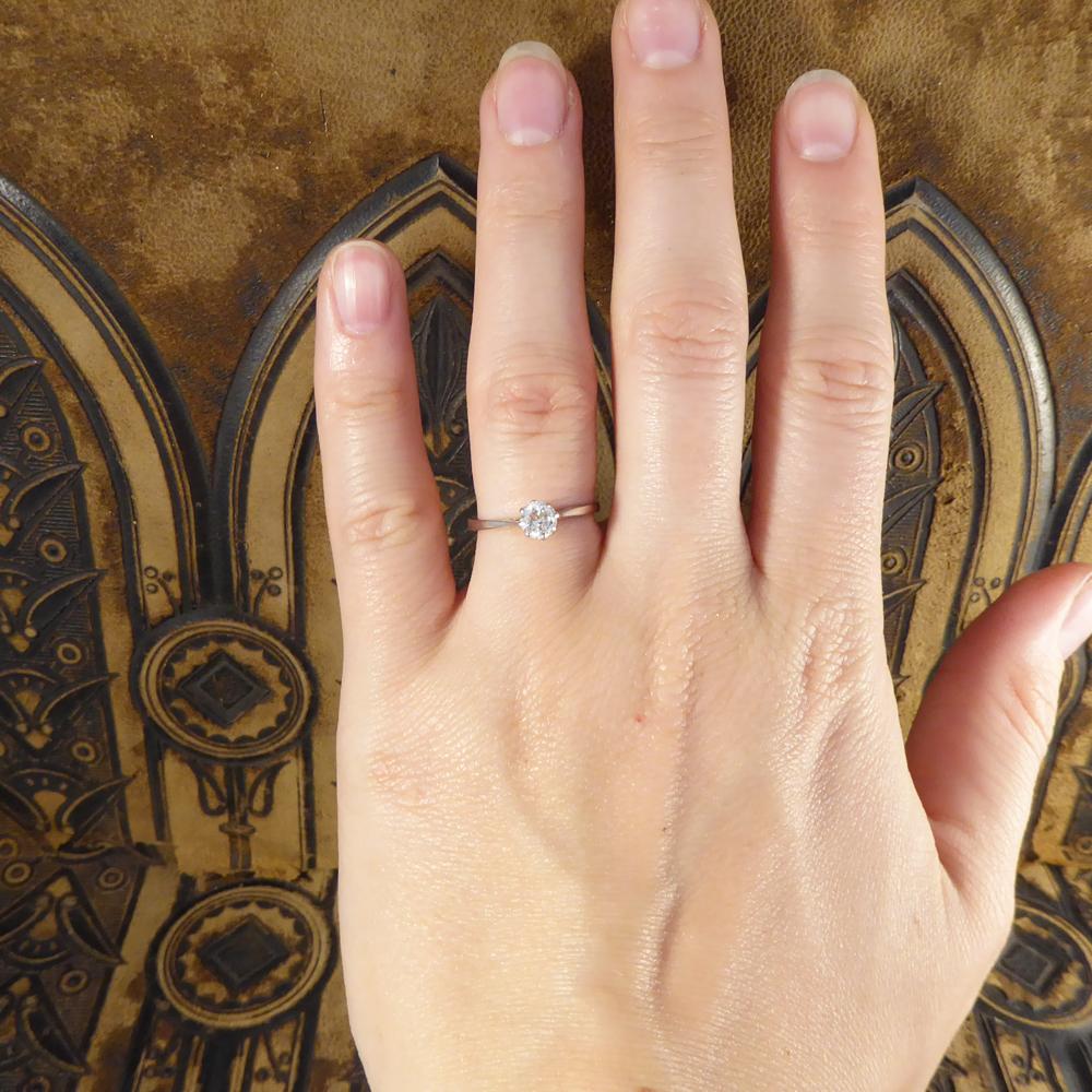 Women's 1930s 0.45 Carat Diamond Solitaire Ring in 18 Carat White Gold and Platinum